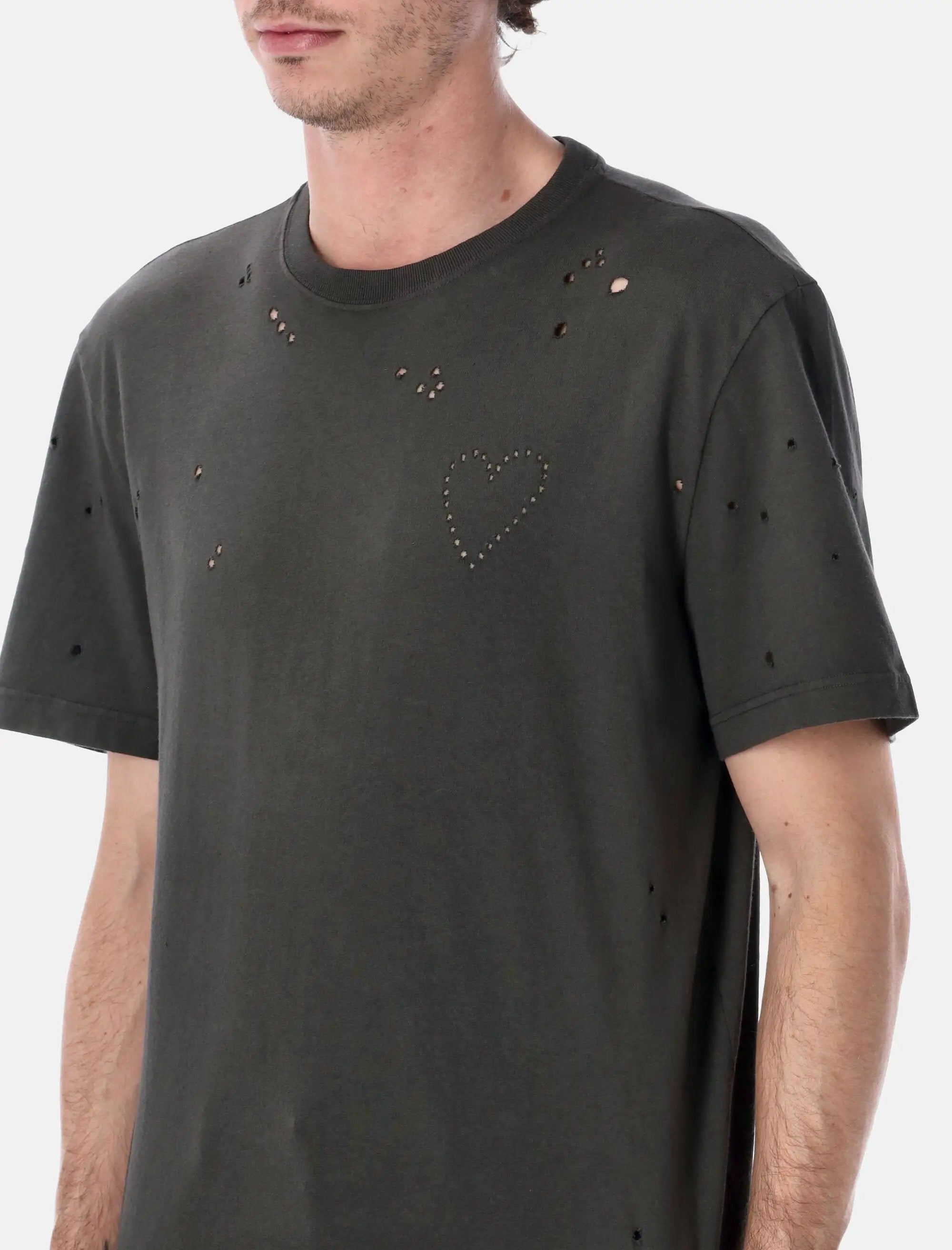Distressed Heart T Shirt Golden goose – Гарантія оригінальності – детальний вид