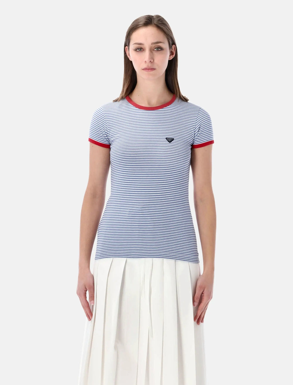 Striped Cotton T Shirt Prada – Гарантія оригінальності – боковий вид
