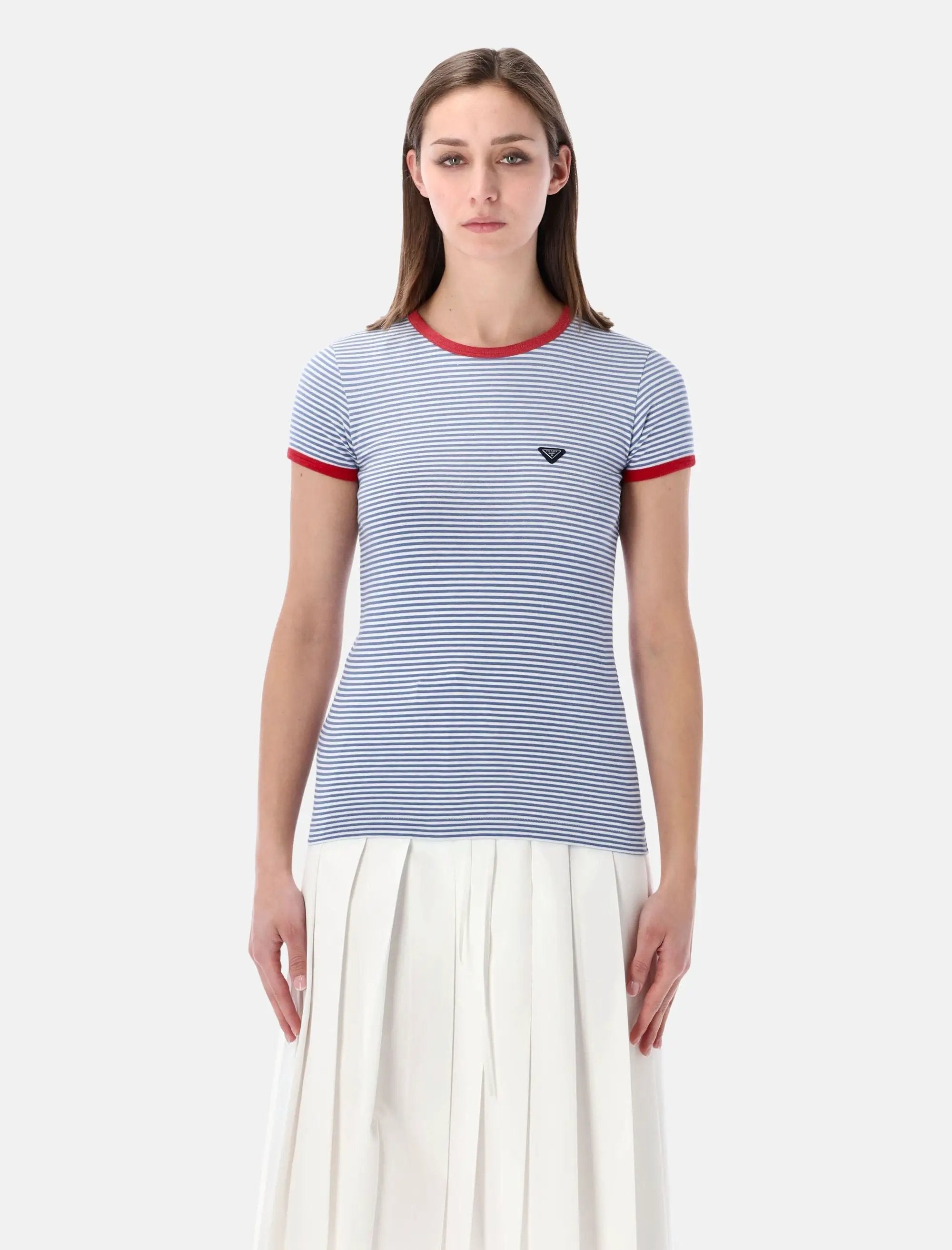 Striped Cotton T Shirt Prada – Гарантія оригінальності – боковий вид