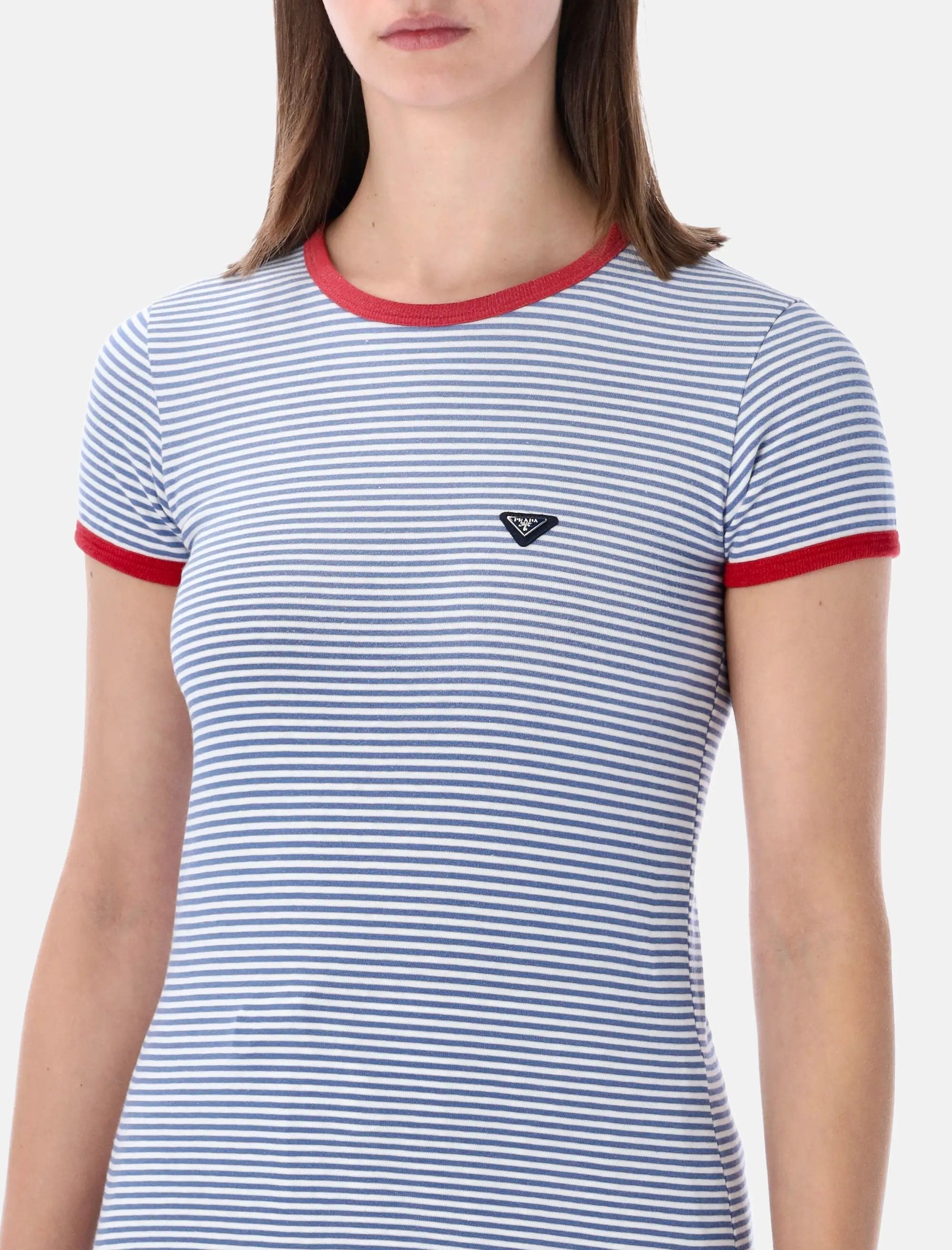 Striped Cotton T Shirt Prada – Гарантія оригінальності – детальний вид