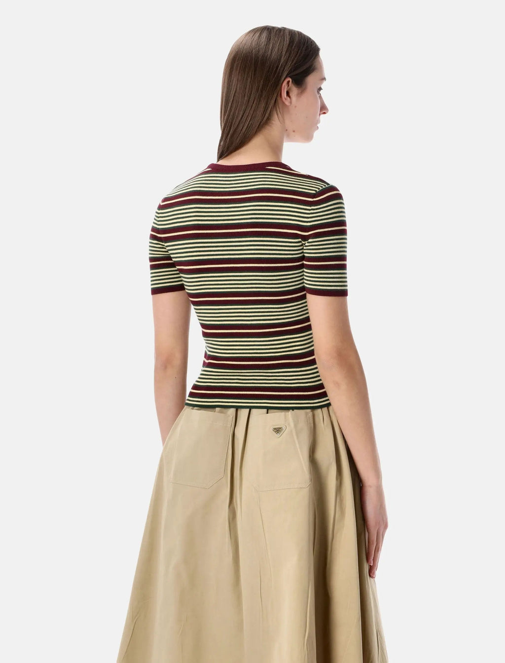 Оригінальна Striped Knit T Shirt Prada – вид ззаду