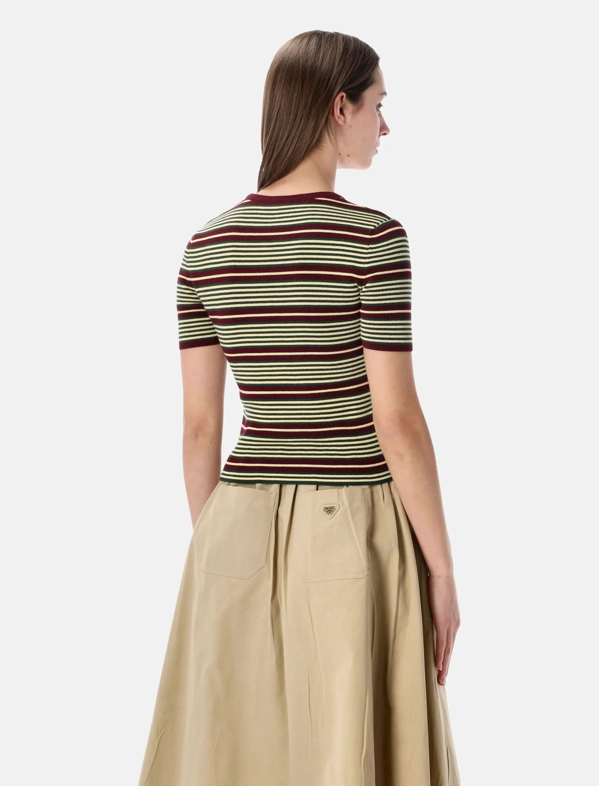 Оригінальна Striped Knit T Shirt Prada – вид ззаду