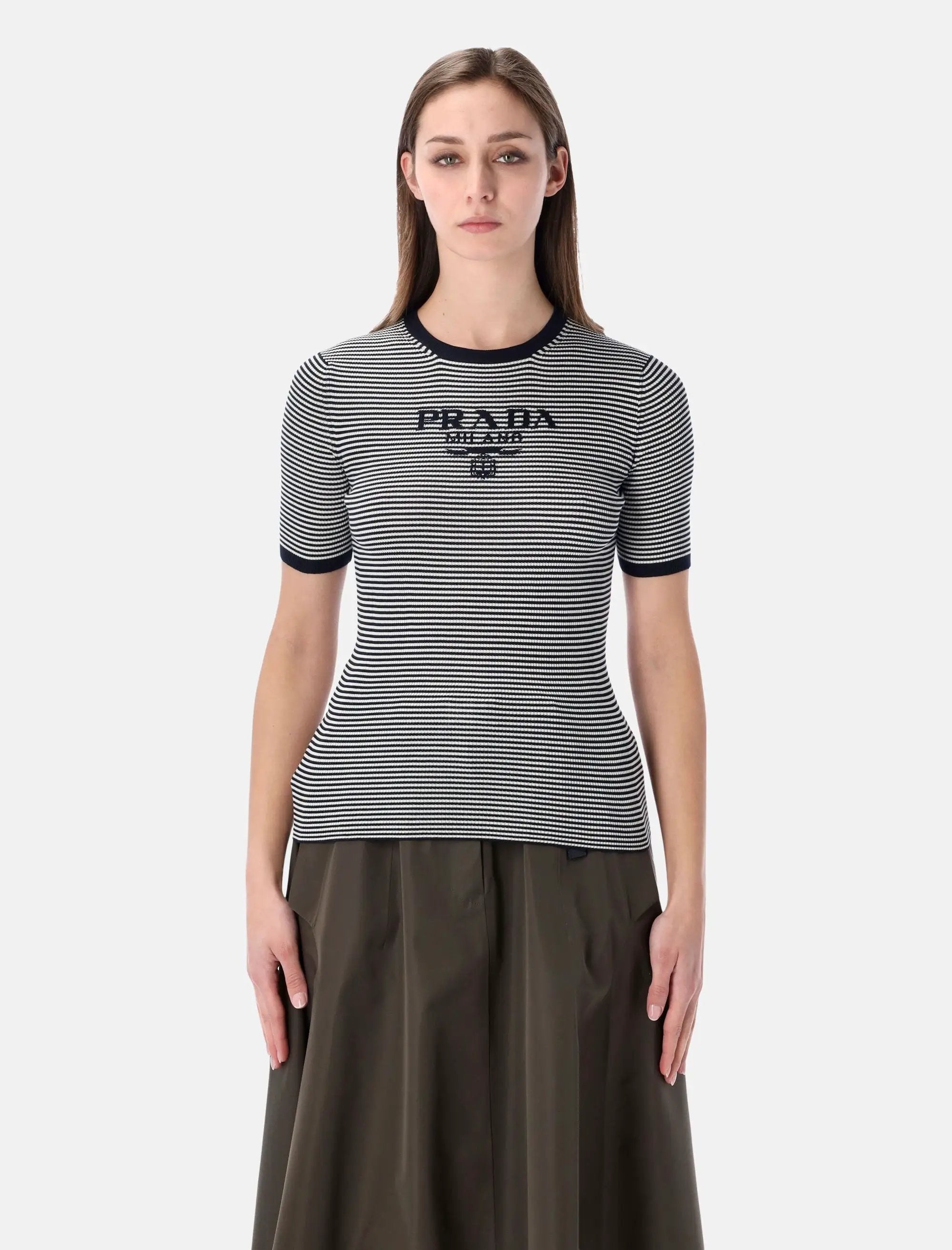 Оригінальна Silk Striped Sweater Prada – боковий вид