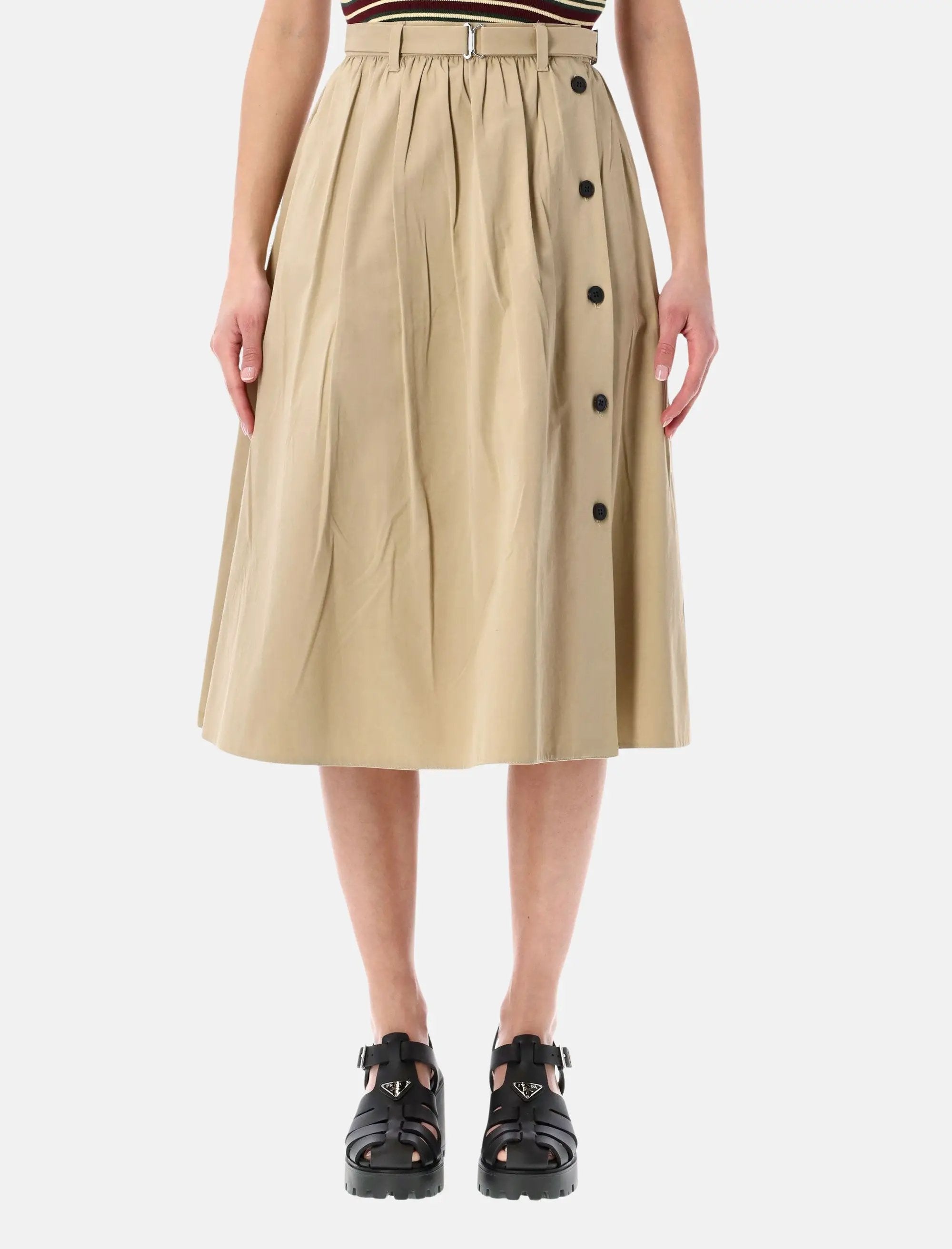 Cotton MIDI Skirt Prada – Гарантія оригінальності – боковий вид