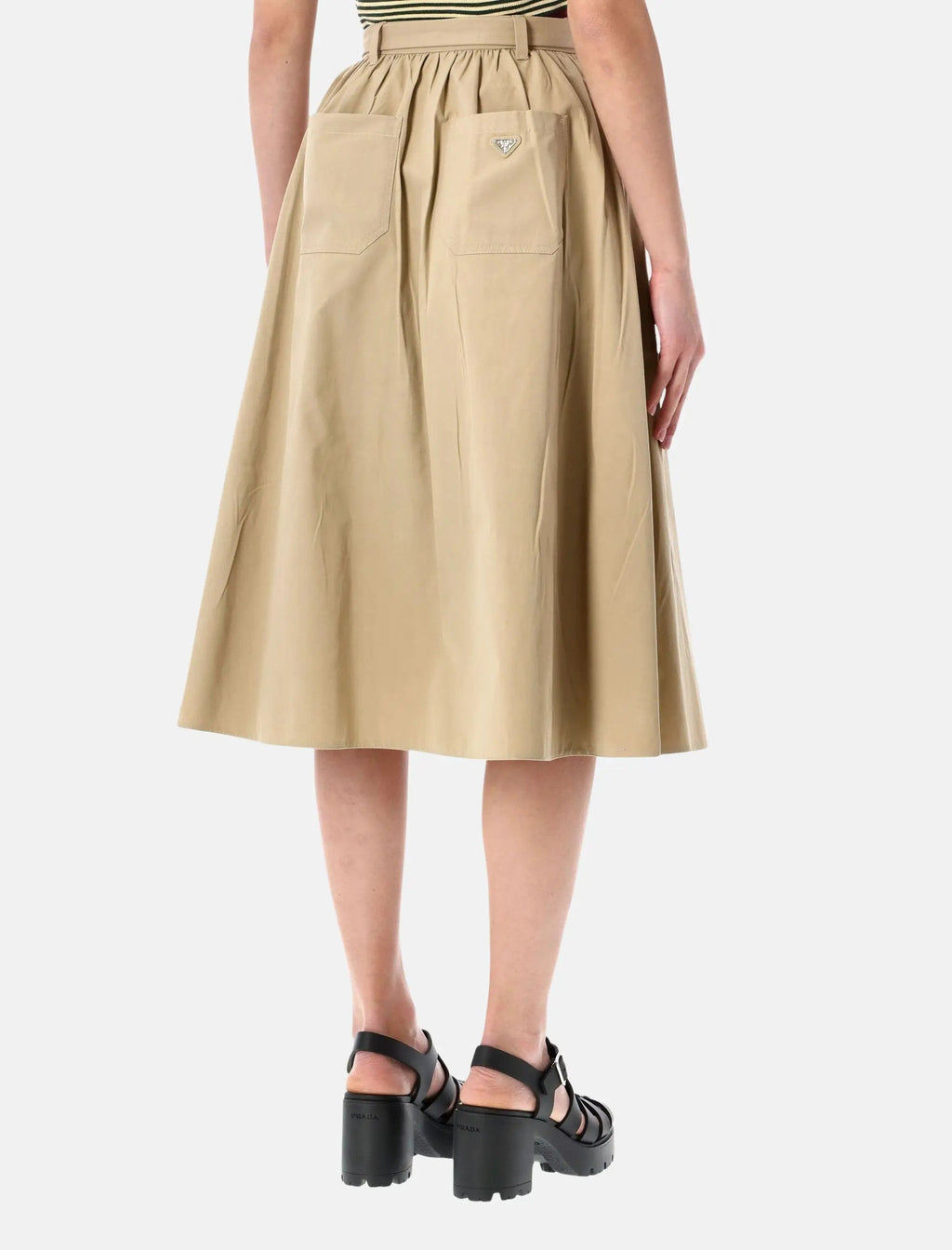 Cotton MIDI Skirt Prada – Гарантія оригінальності – вид ззаду