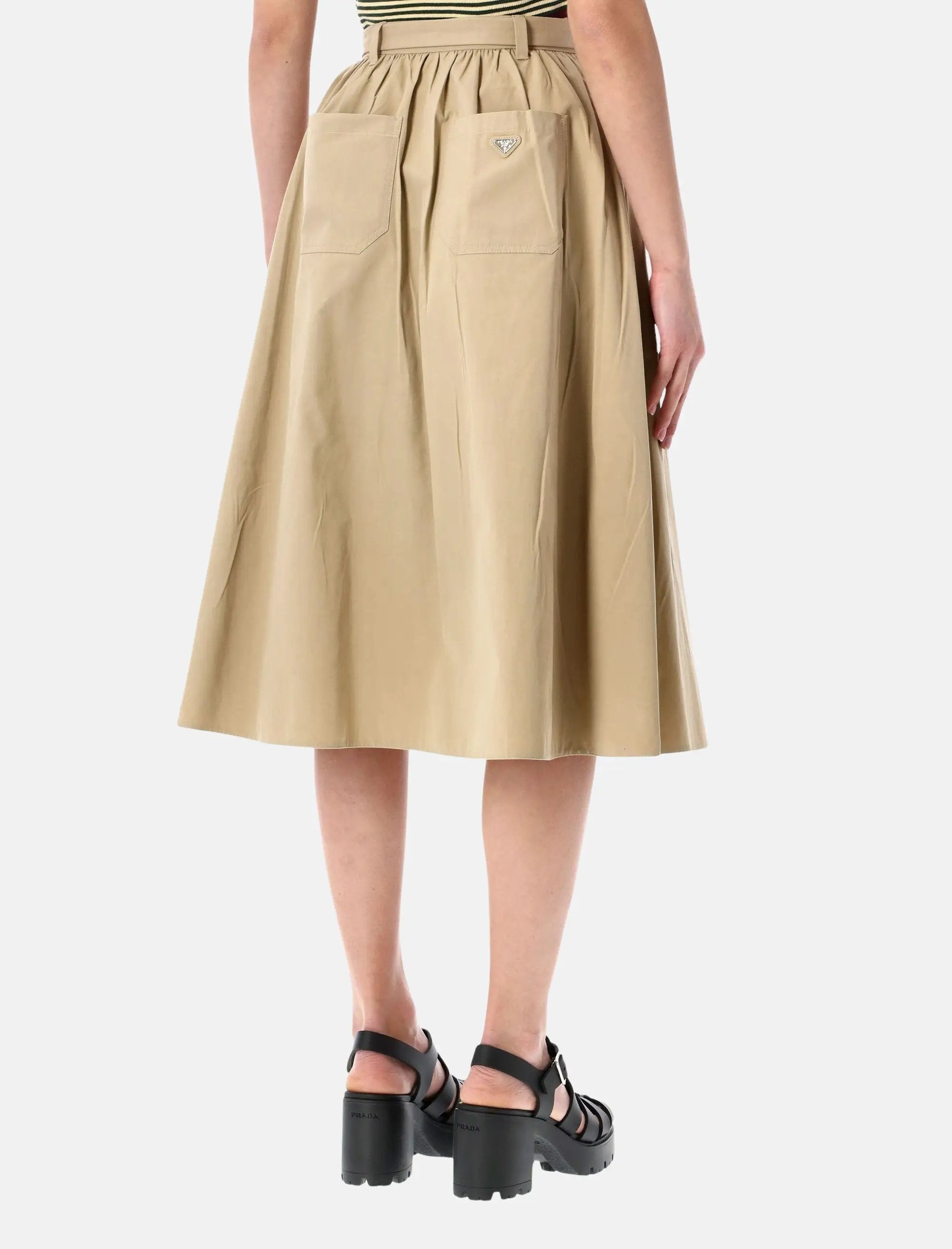 Cotton MIDI Skirt Prada – Гарантія оригінальності – вид ззаду