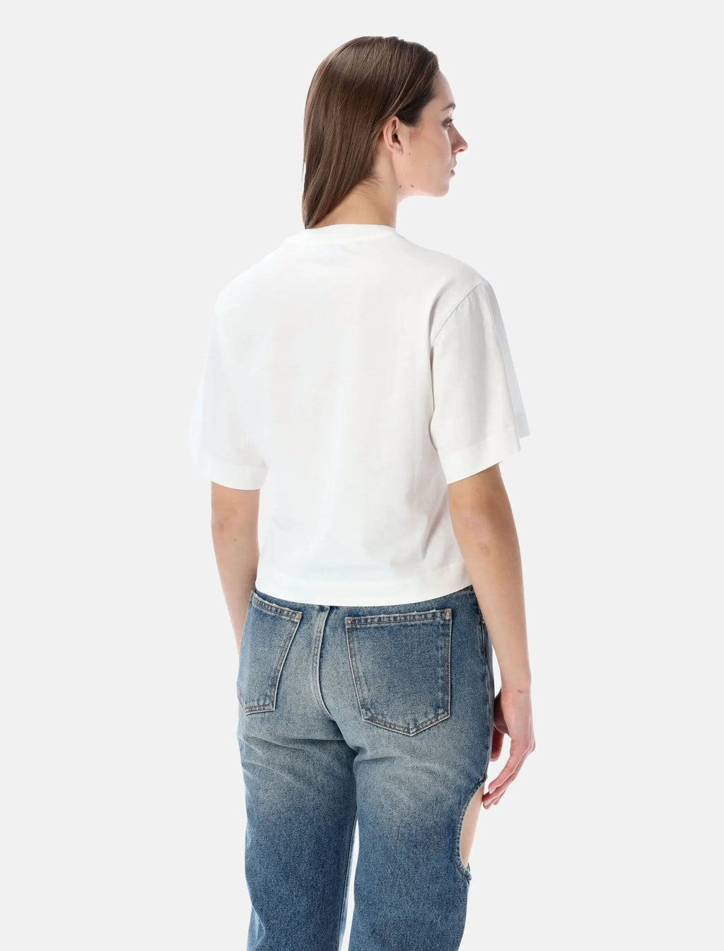 Flower Cropped T Shirt Off-white оригінал – Купити в Україні – вид ззаду
