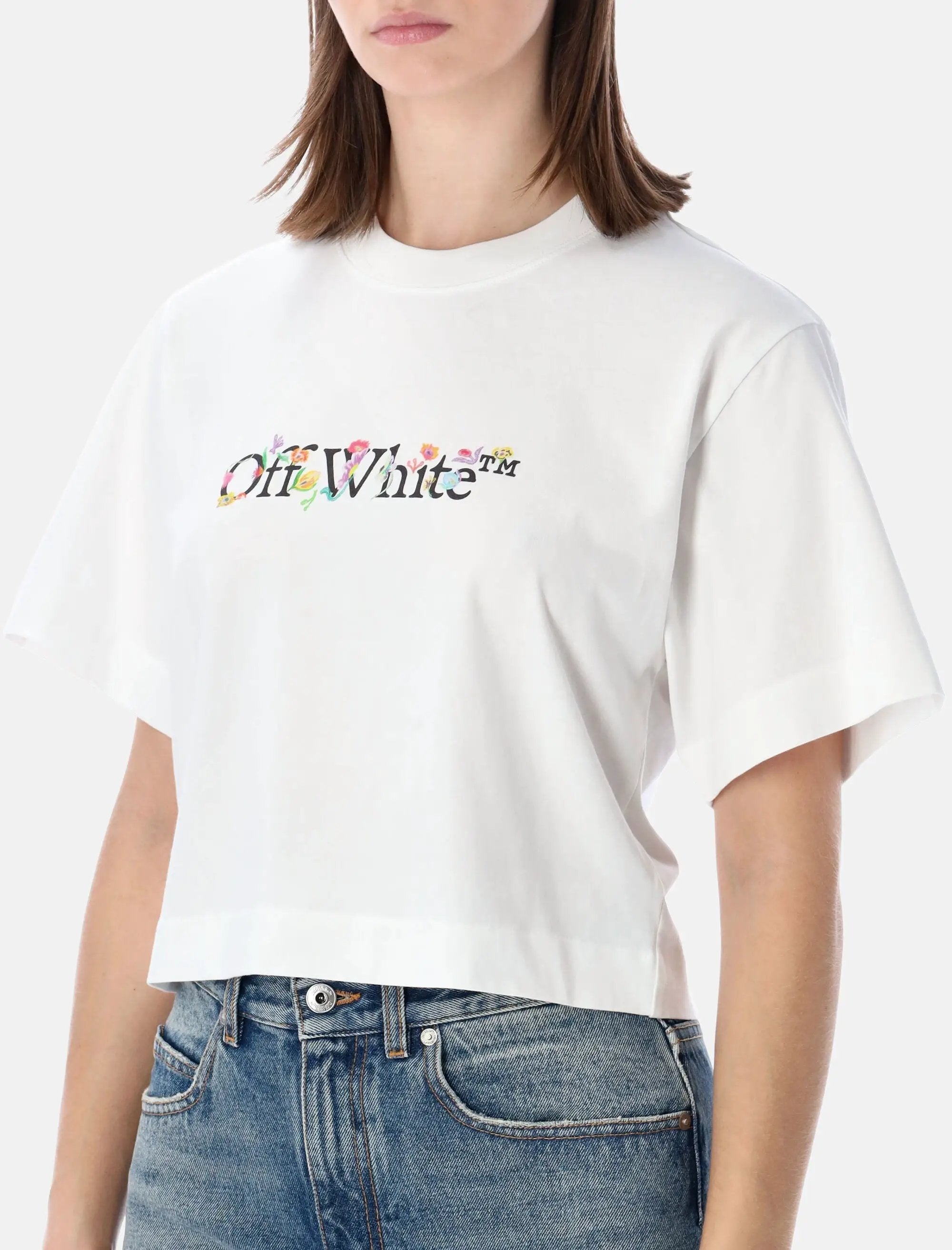 Flower Cropped T Shirt Off-white оригінал – Купити в Україні – детальний вид