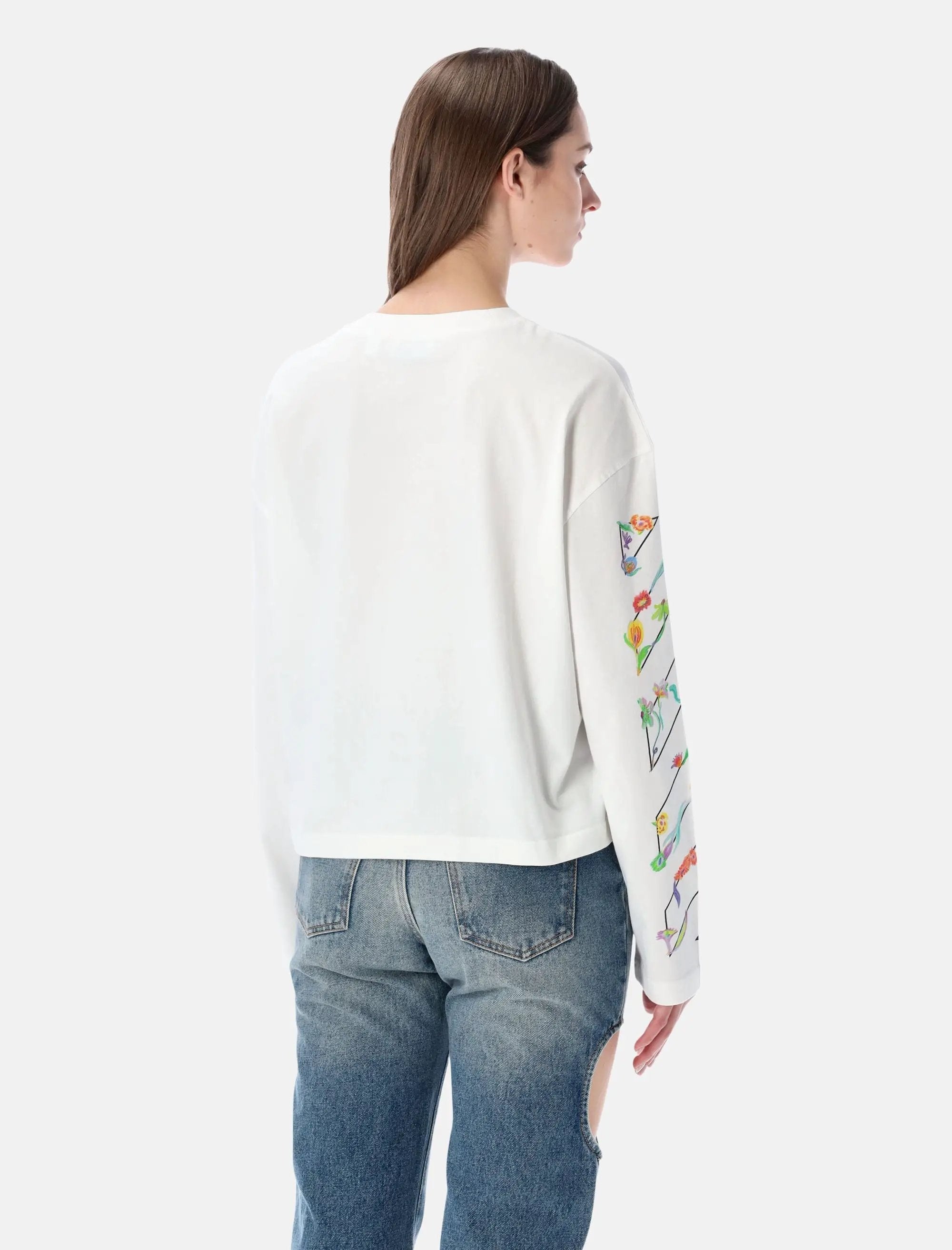 Flower Long Sleeve T Shirt Off-white оригінал – Купити в Україні – вид ззаду