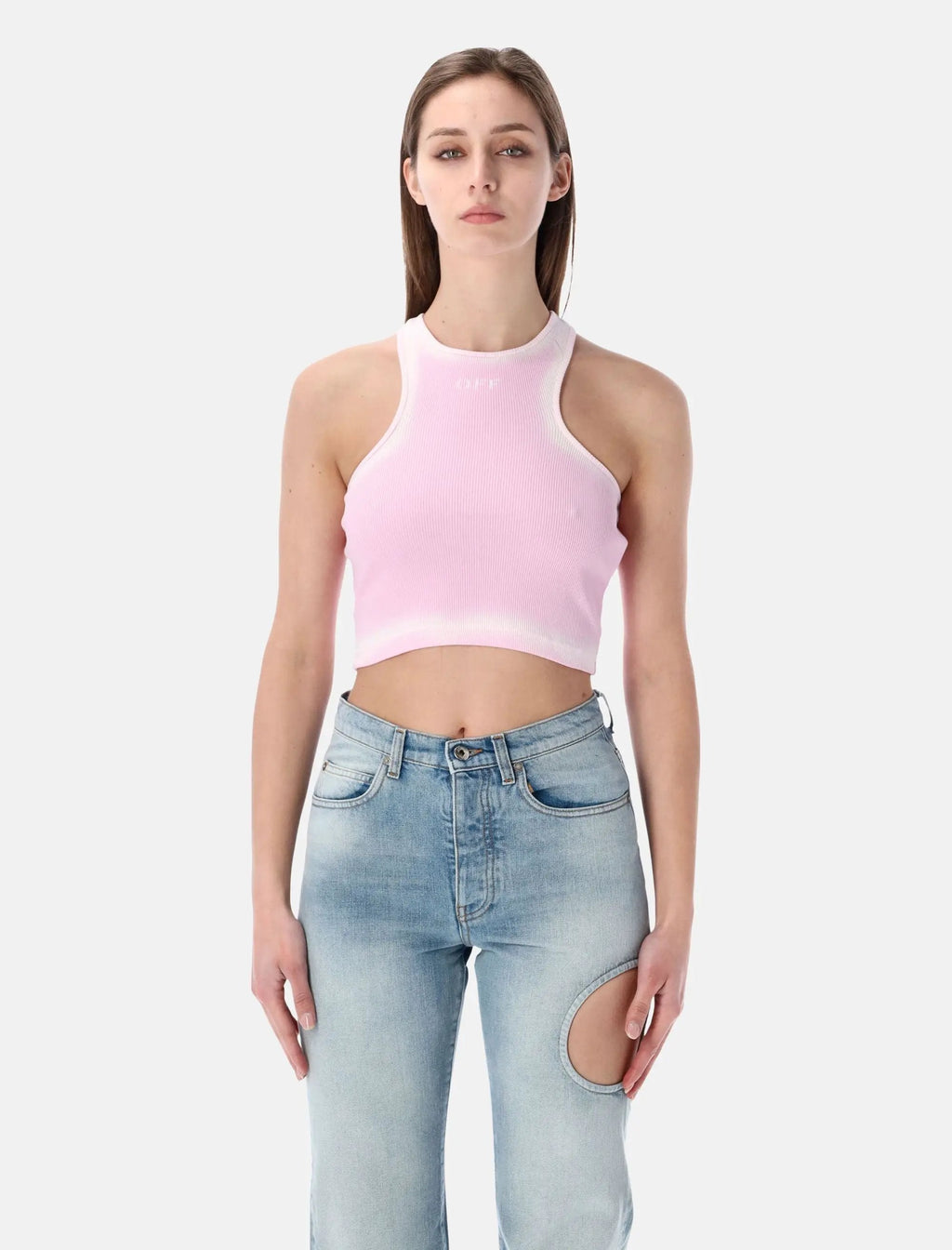Spray Off Stamp Rib Crop Top Off-white – Гарантія оригінальності – боковий вид