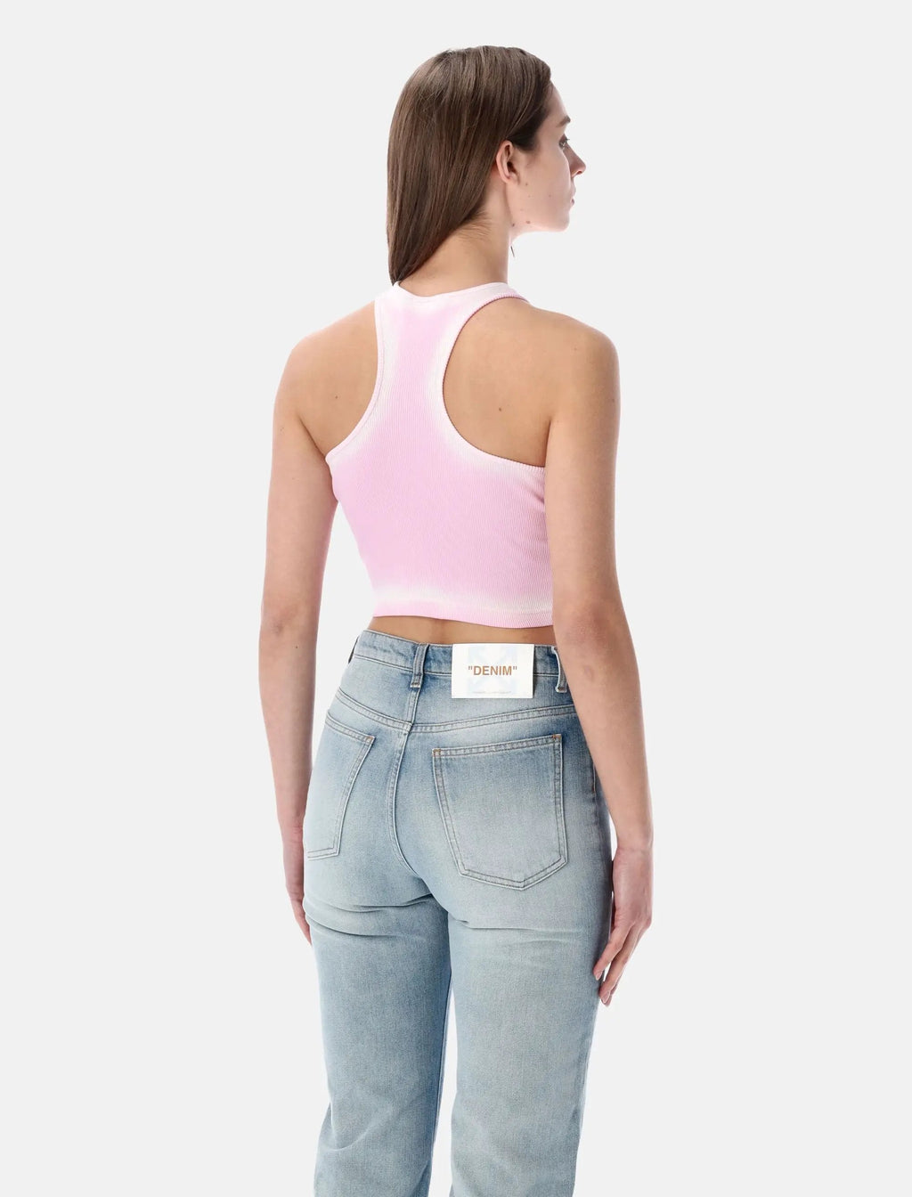 Spray Off Stamp Rib Crop Top Off-white – Гарантія оригінальності – вид ззаду