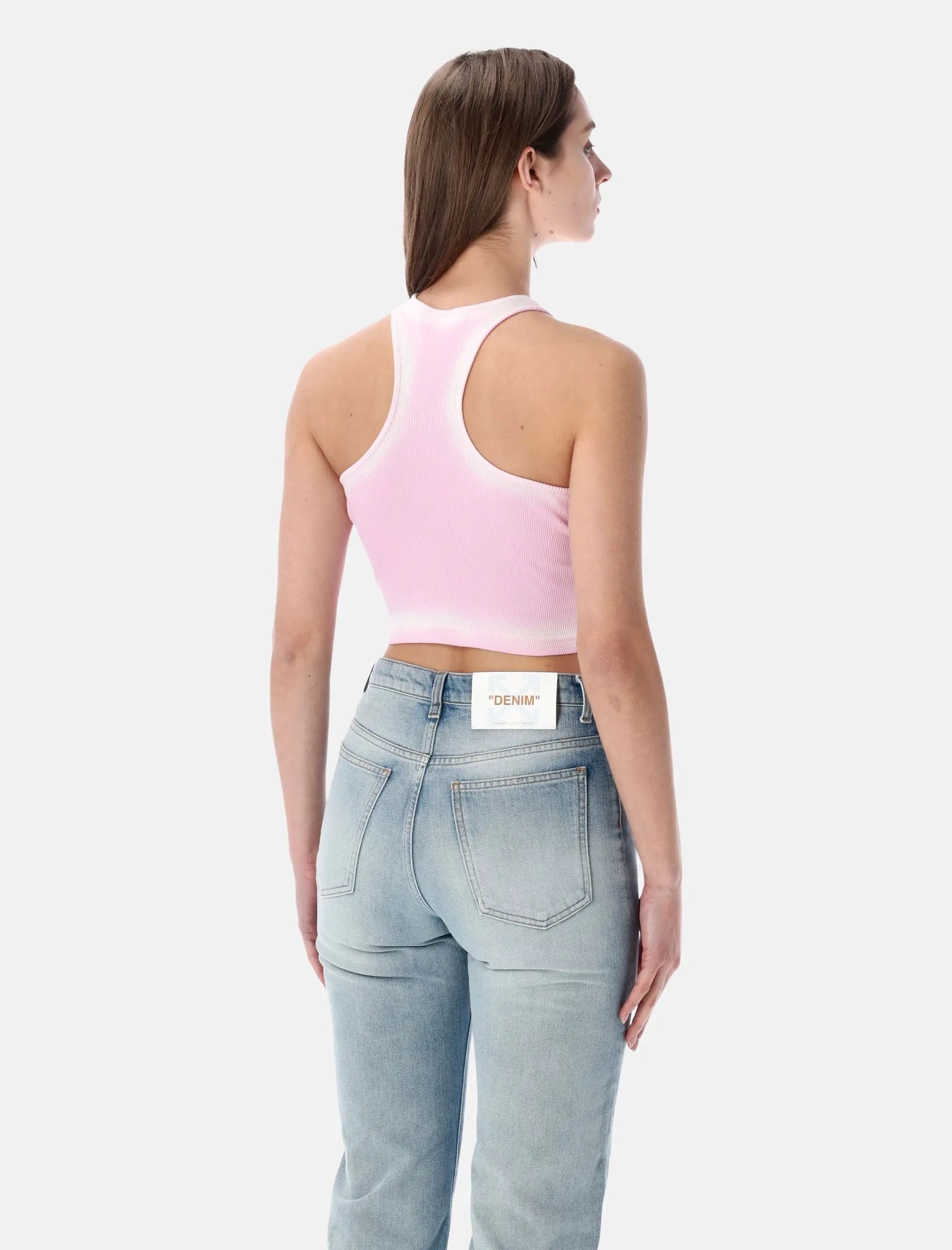 Spray Off Stamp Rib Crop Top Off-white – Гарантія оригінальності – вид ззаду