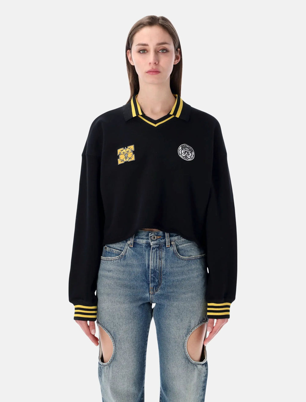 Cropped Polo Sweatshirt Off-white оригінал – Купити в Україні – боковий вид