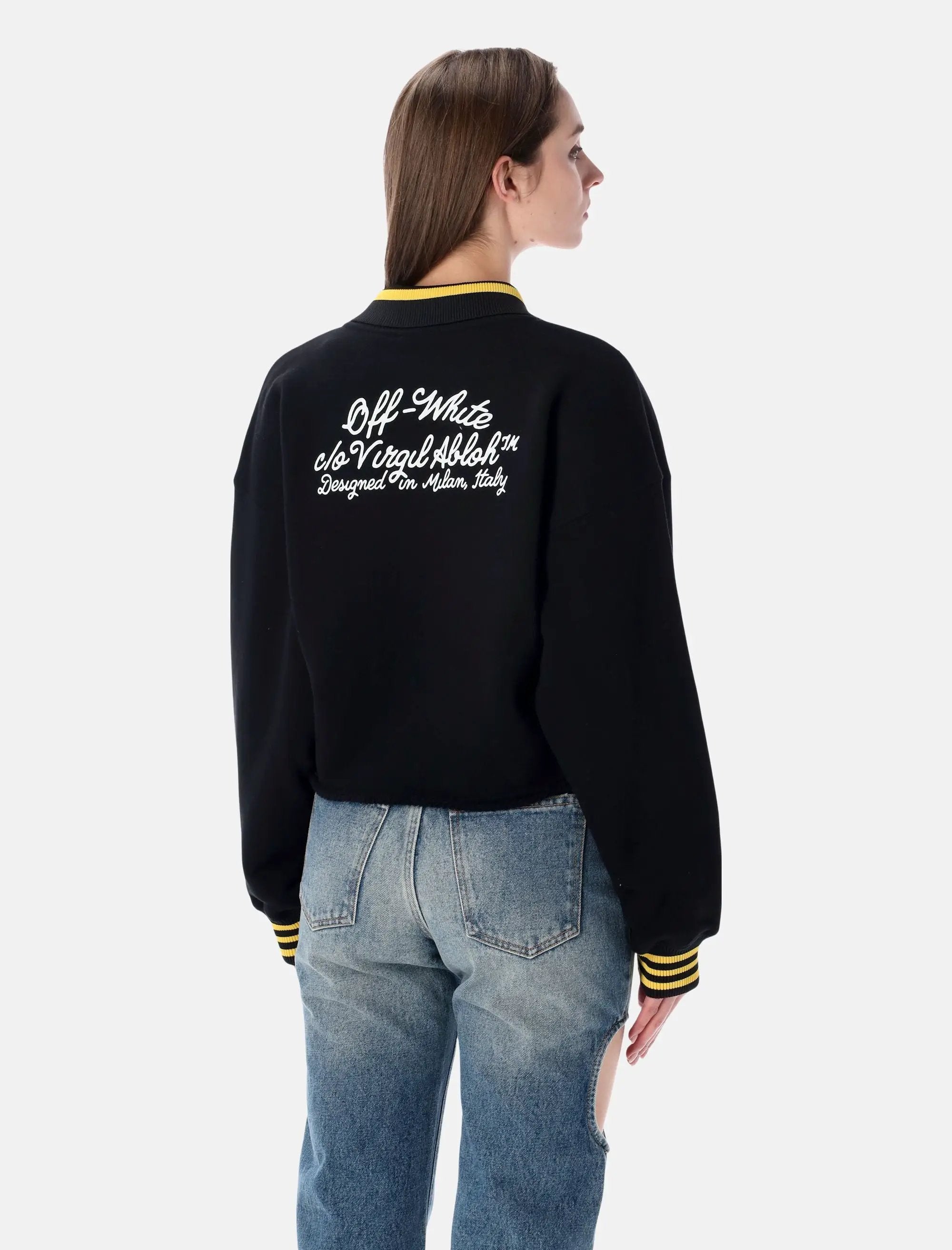 Cropped Polo Sweatshirt Off-white оригінал – Купити в Україні – вид ззаду
