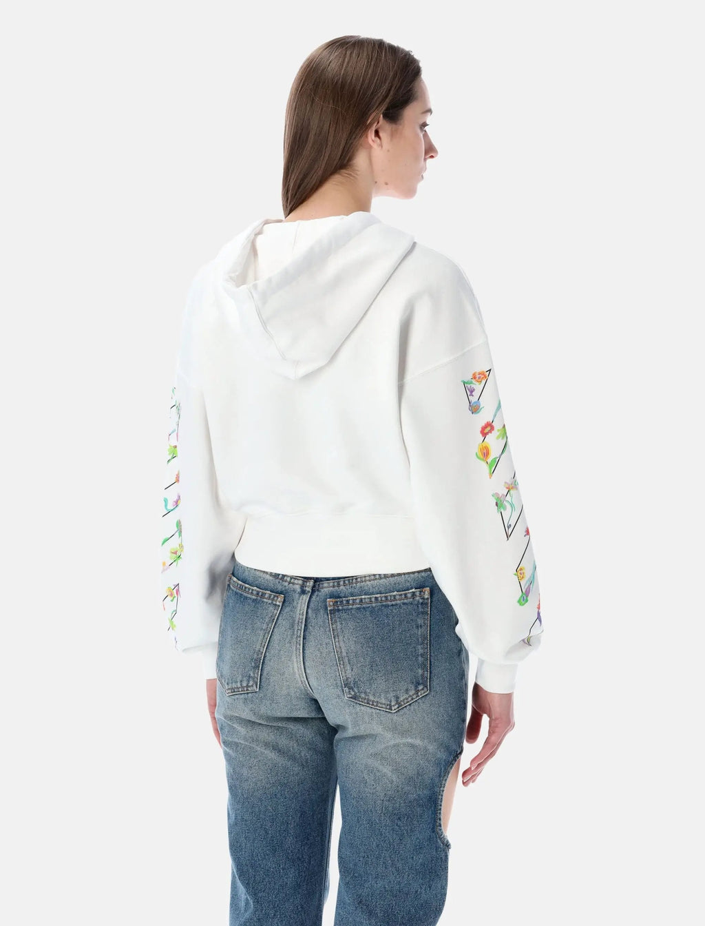 Flower Cropped Hoodie Off-white оригінал – Купити в Україні – вид ззаду
