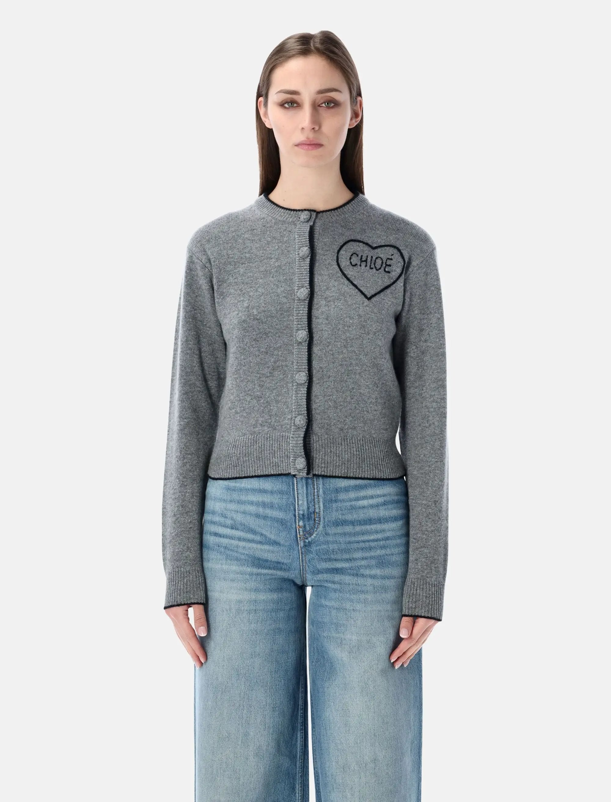 Ribbed Heart Logo Cardigan Chloe оригінал – Купити в Україні – боковий вид