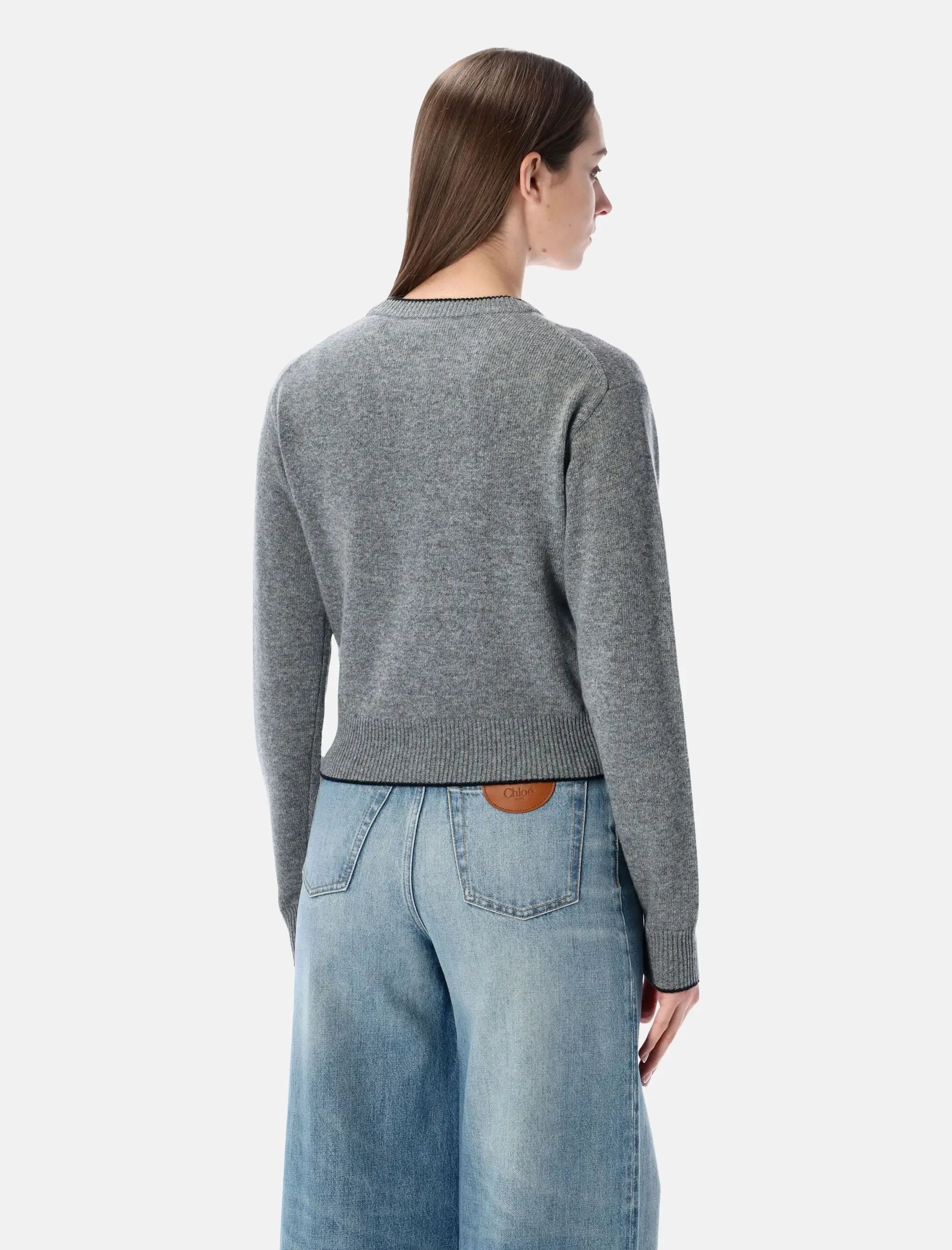 Ribbed Heart Logo Cardigan Chloe оригінал – Купити в Україні – вид ззаду