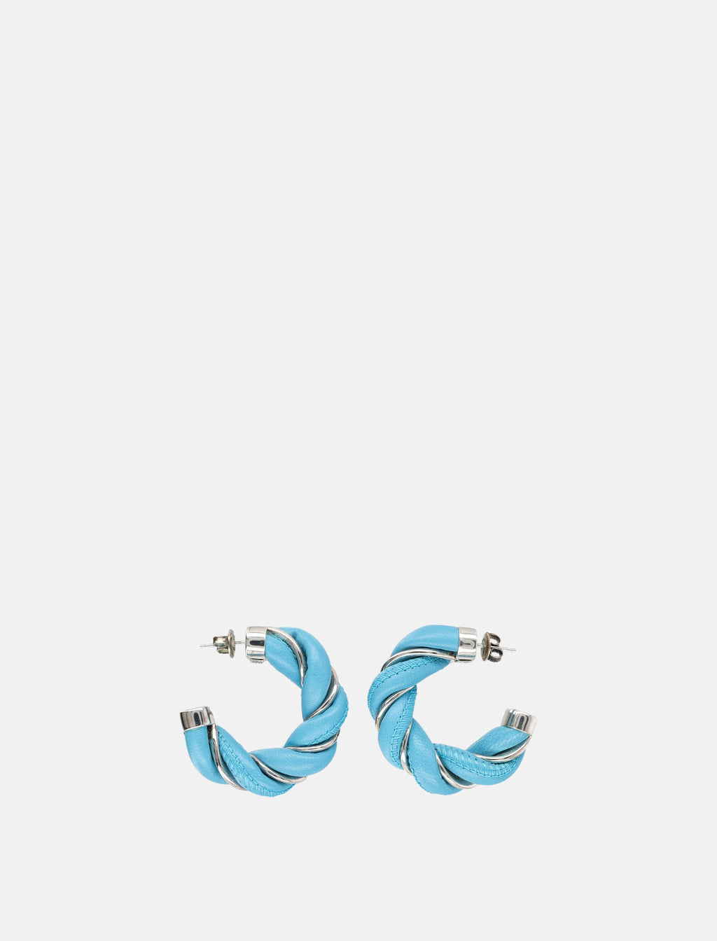 Оригінальна Twisted Leather And Silver Hoop Earrings Bottega veneta – боковий вид