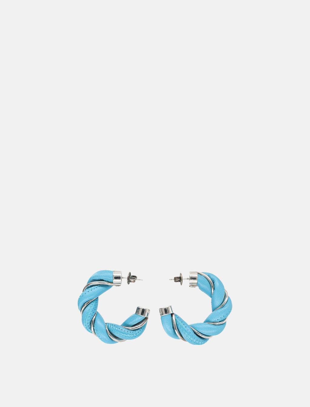Оригінальна Twisted Leather And Silver Hoop Earrings Bottega veneta – вид ззаду