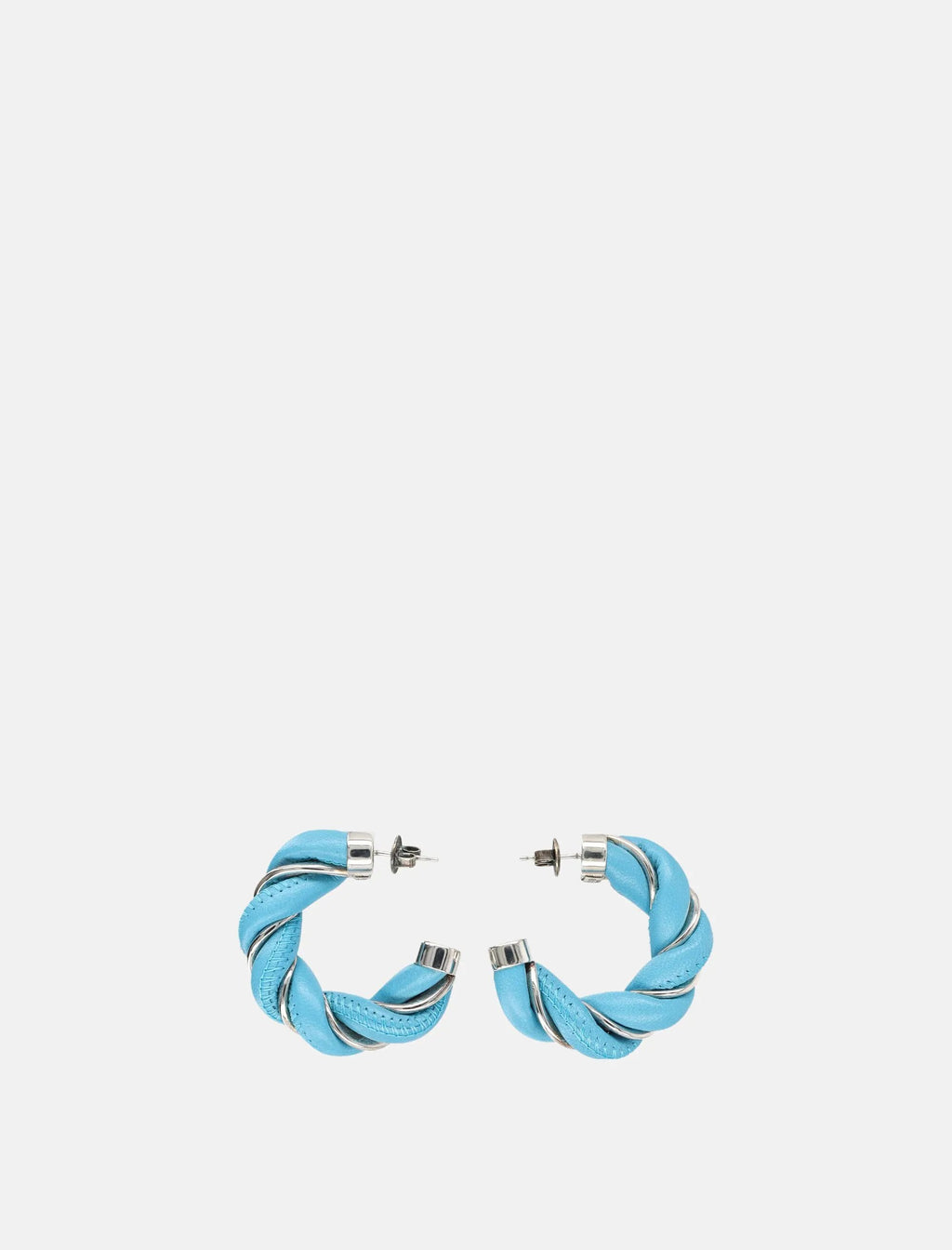 Оригінальна Twisted Leather And Silver Hoop Earrings Bottega veneta – вид ззаду