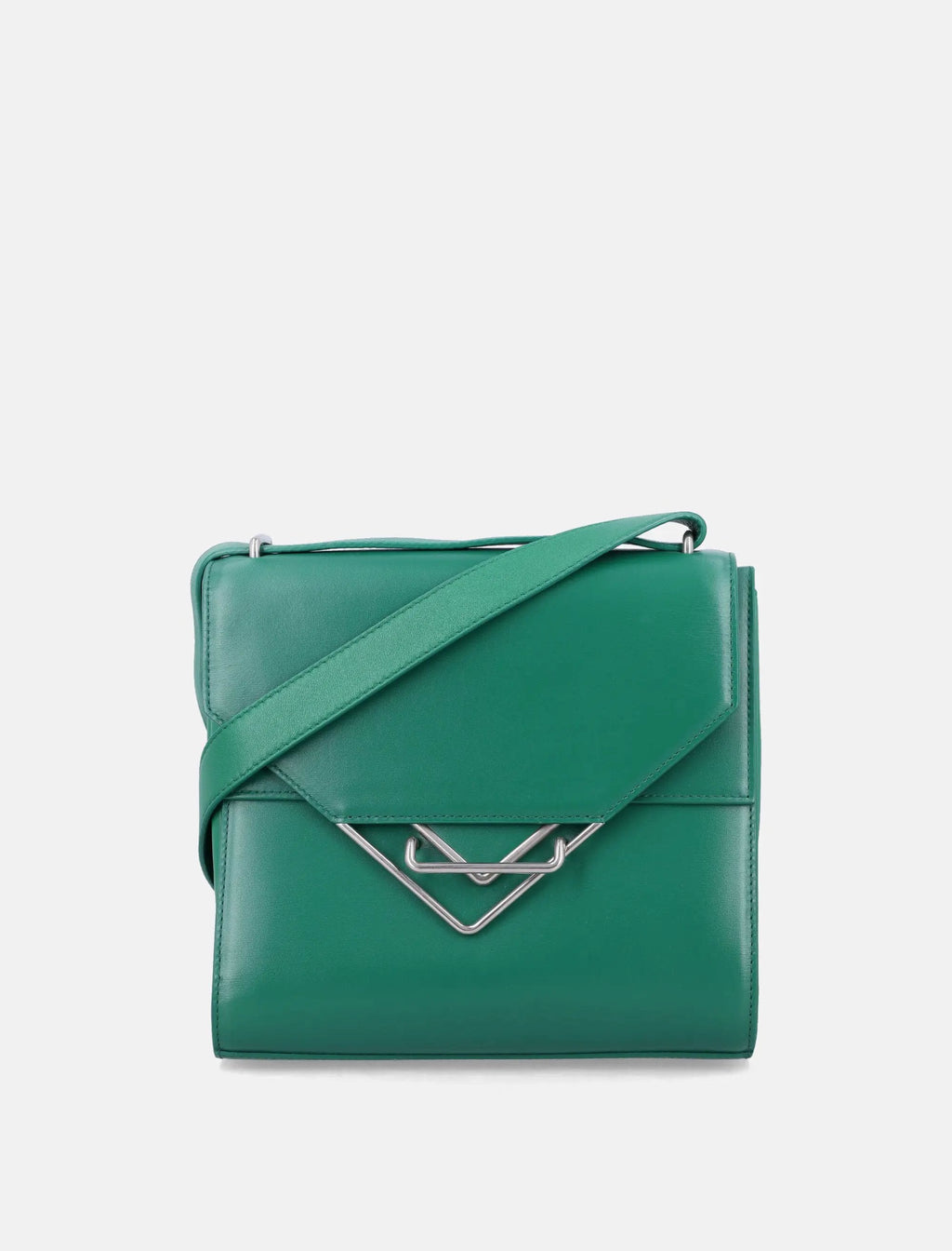Green Leather Shoulder Bag With Geometric Closure Bottega veneta оригінал – Купити в Україні – боковий вид