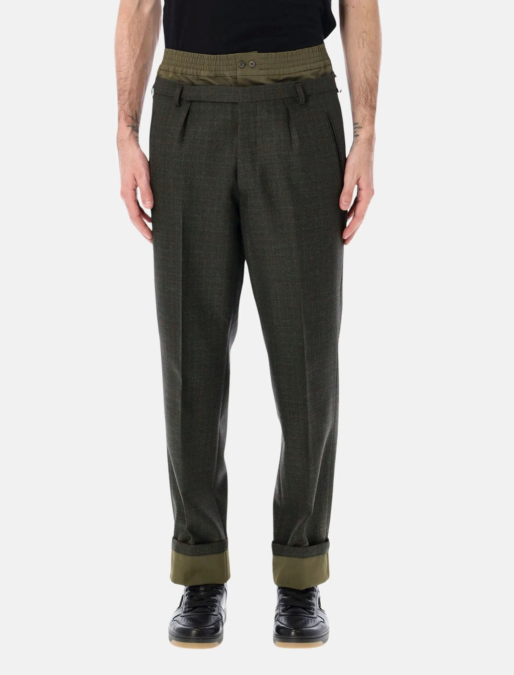Оригінальна Wool Trousers With Green Cotton Details Prada – боковий вид