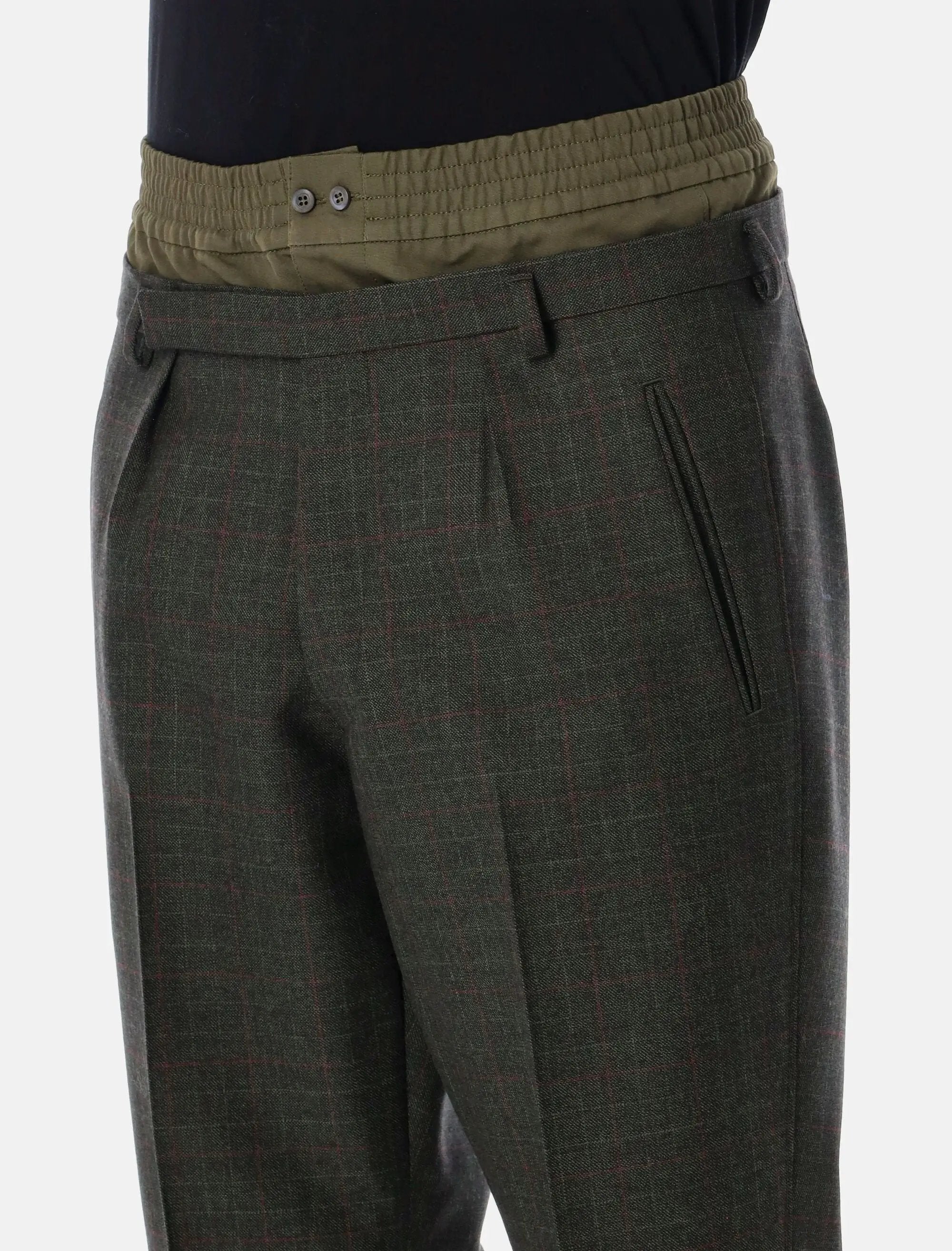 Оригінальна Wool Trousers With Green Cotton Details Prada – детальний вид