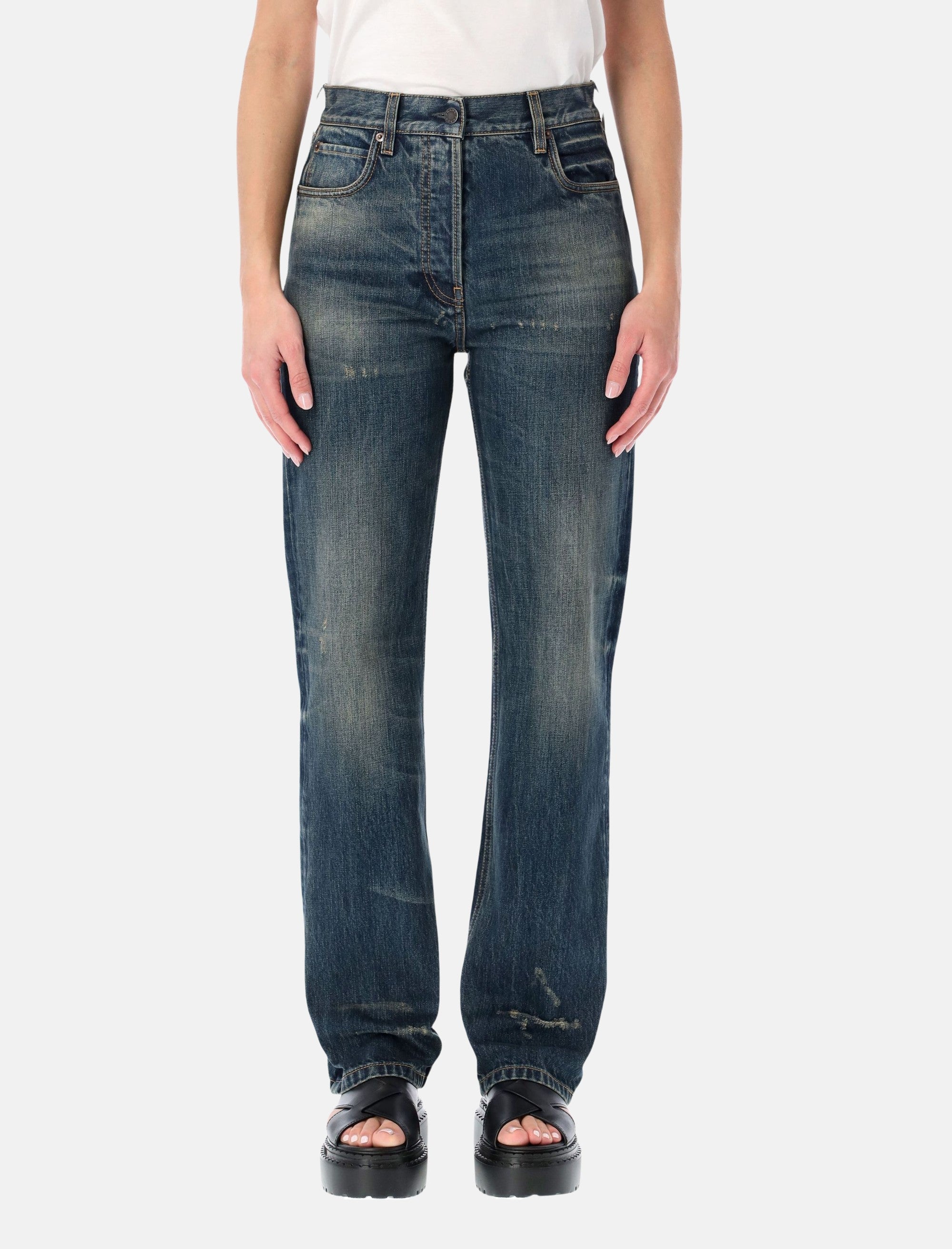 Straight Leg Washed Denim Jeans Prada – Гарантія оригінальності – боковий вид
