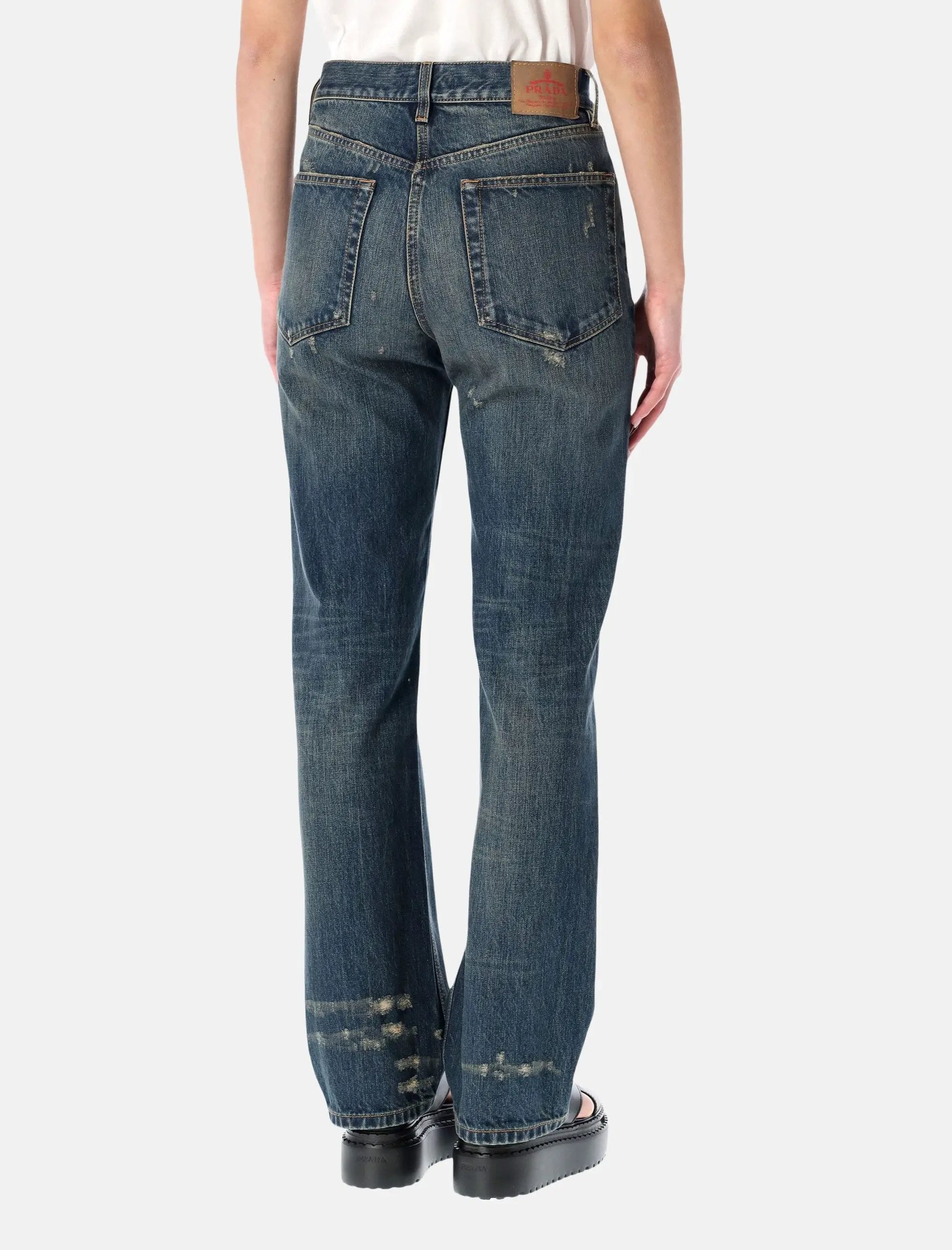 Straight Leg Washed Denim Jeans Prada – Гарантія оригінальності – вид ззаду