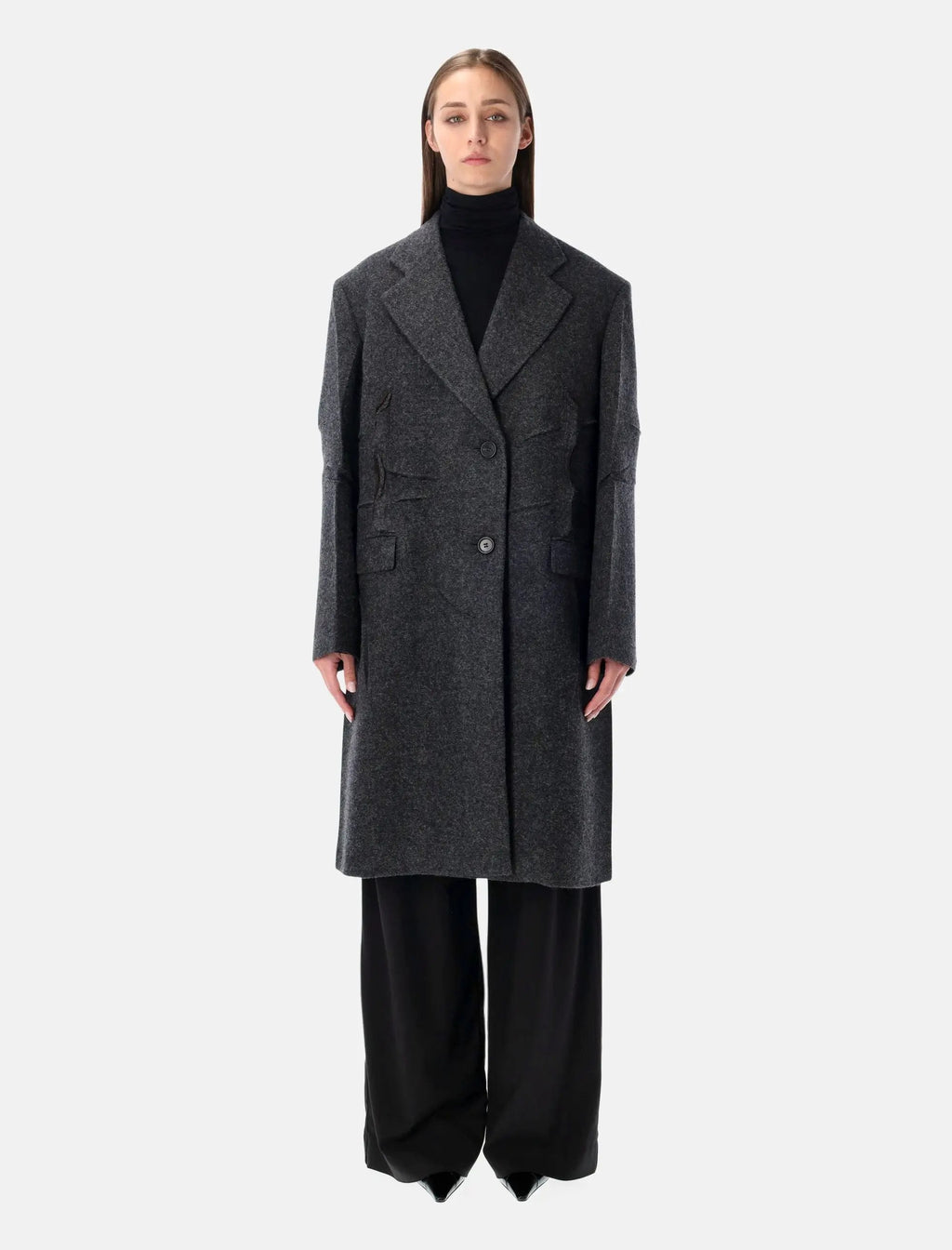 Single Breasted Shetland Wool Coat Prada оригінал – Купити в Україні – боковий вид