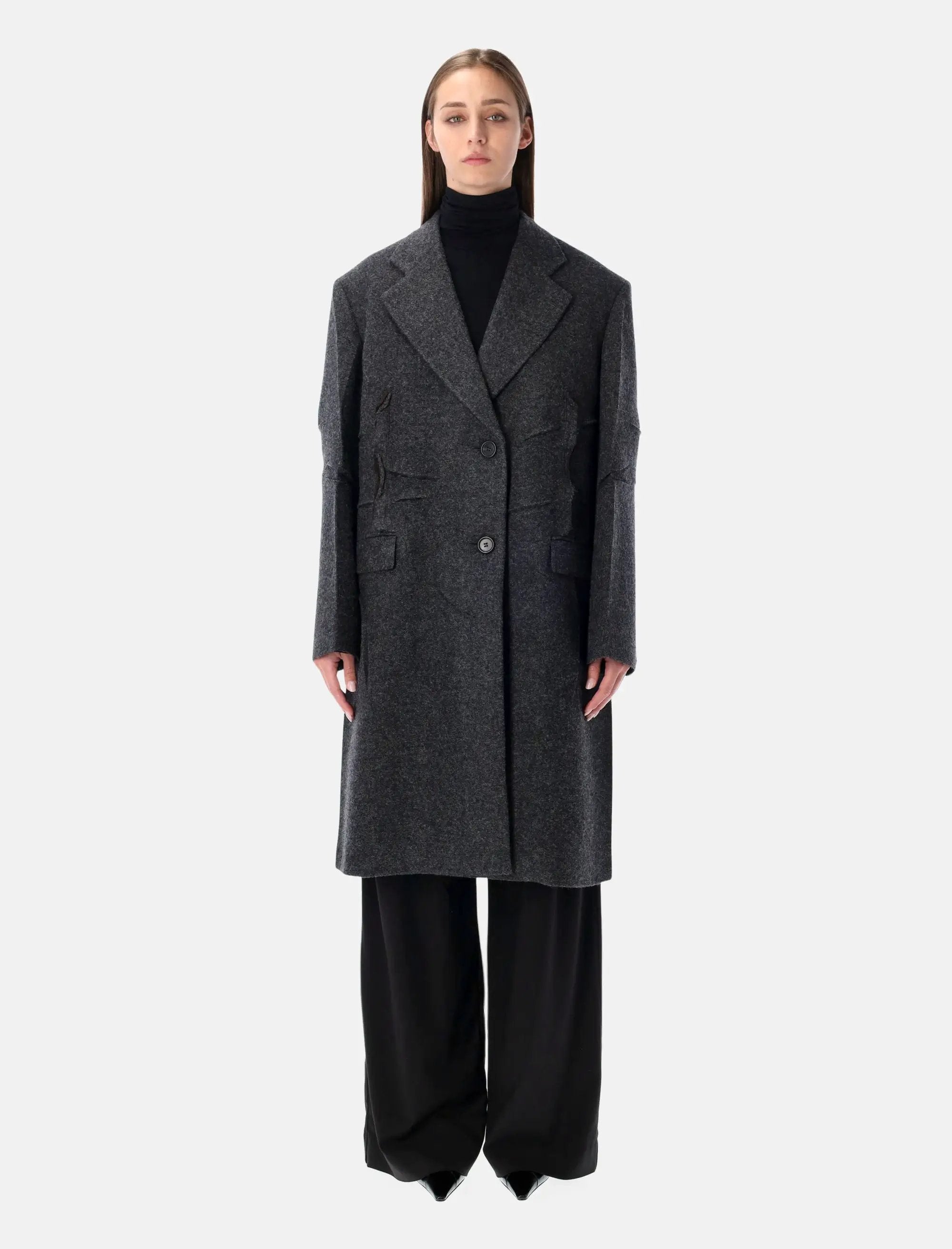 Single Breasted Shetland Wool Coat Prada оригінал – Купити в Україні – боковий вид