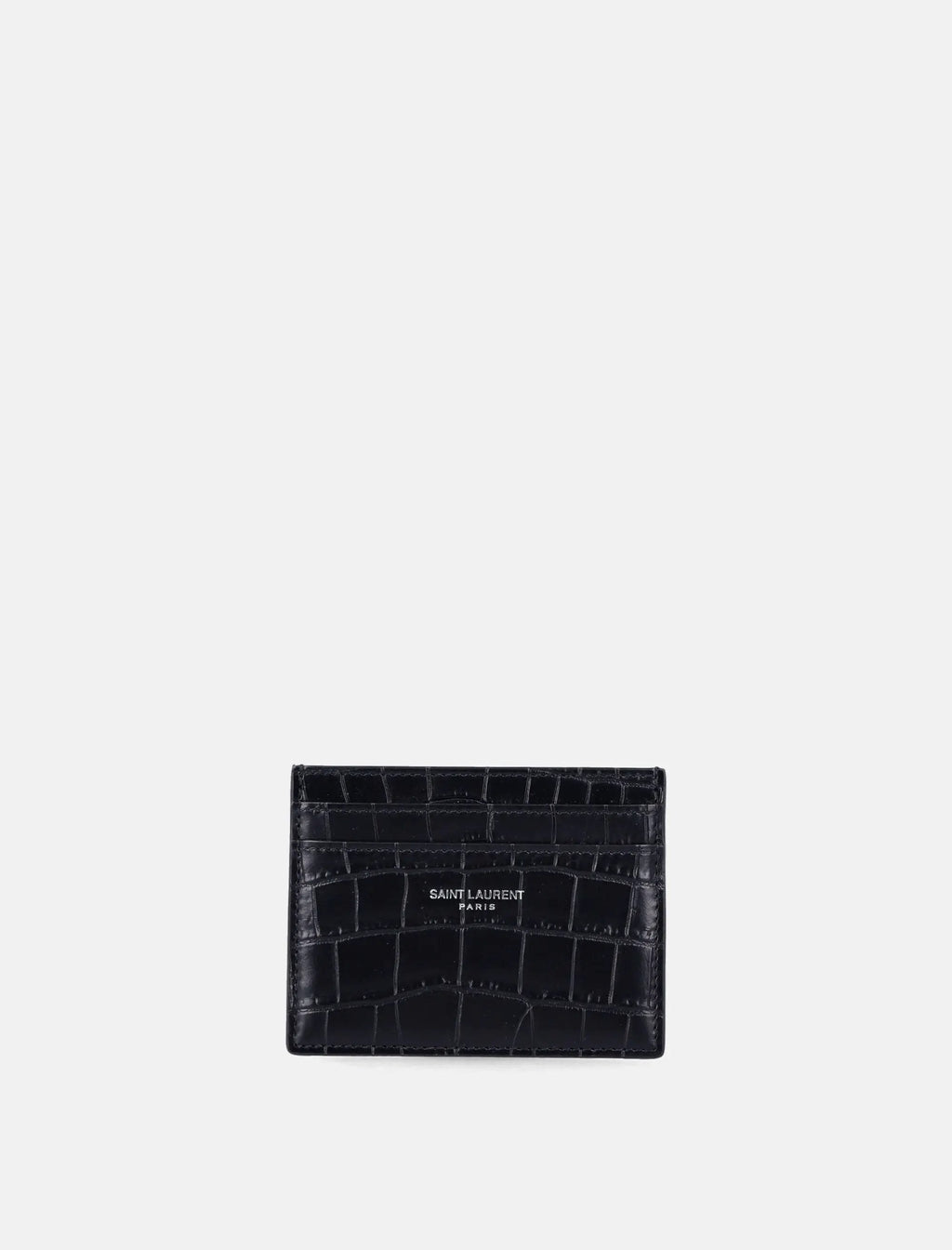 Оригінальна Crocodile Embossed Card Holder Saint laurent – боковий вид
