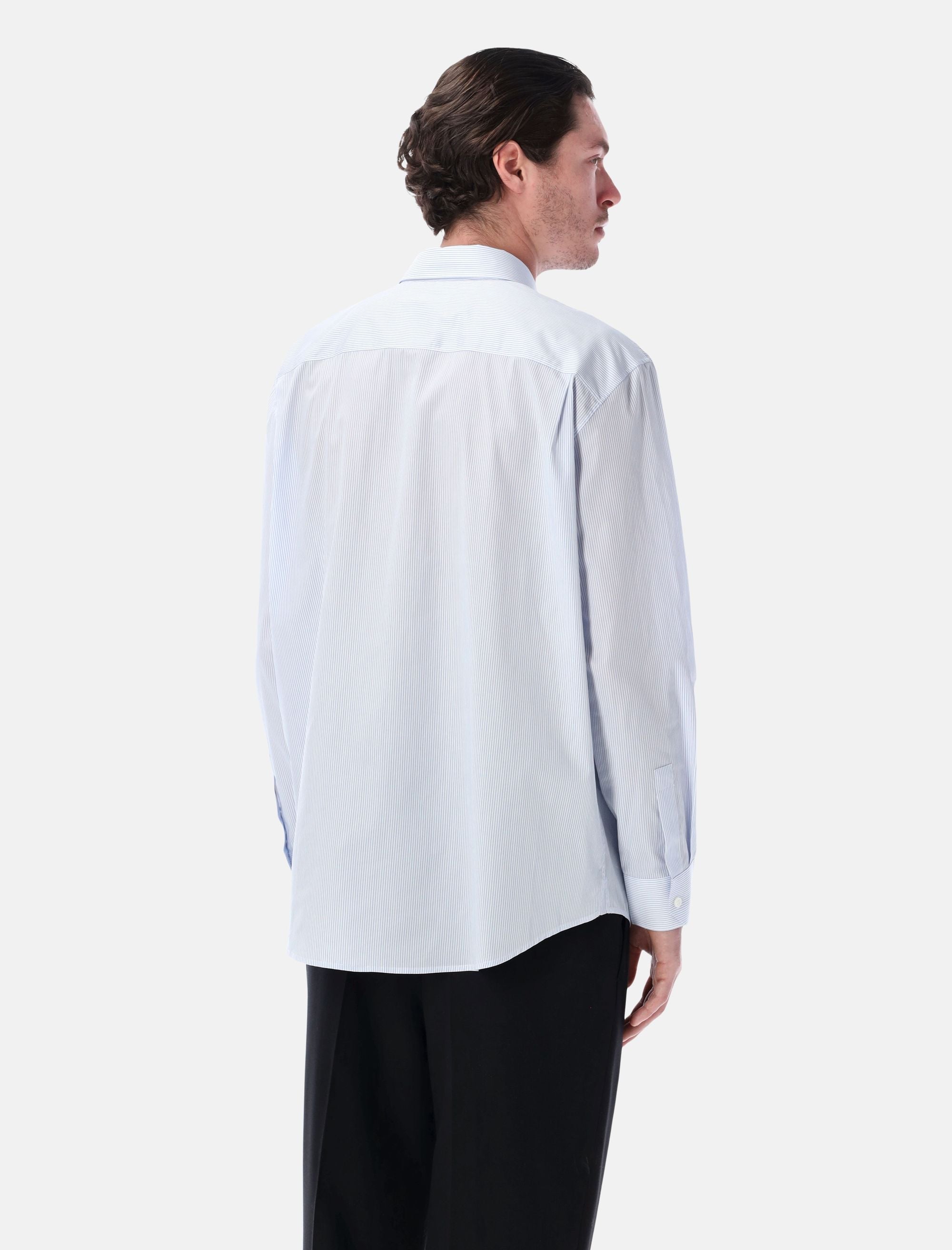 Blue Striped Cotton Poplin Cassandre Shirt Saint laurent оригінал – Купити в Україні – вид ззаду