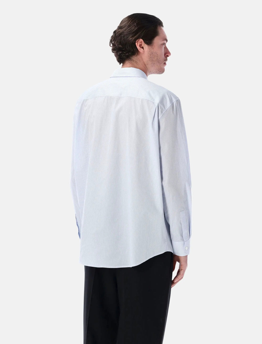 Blue Striped Cotton Poplin Cassandre Shirt Saint laurent оригінал – Купити в Україні – вид ззаду