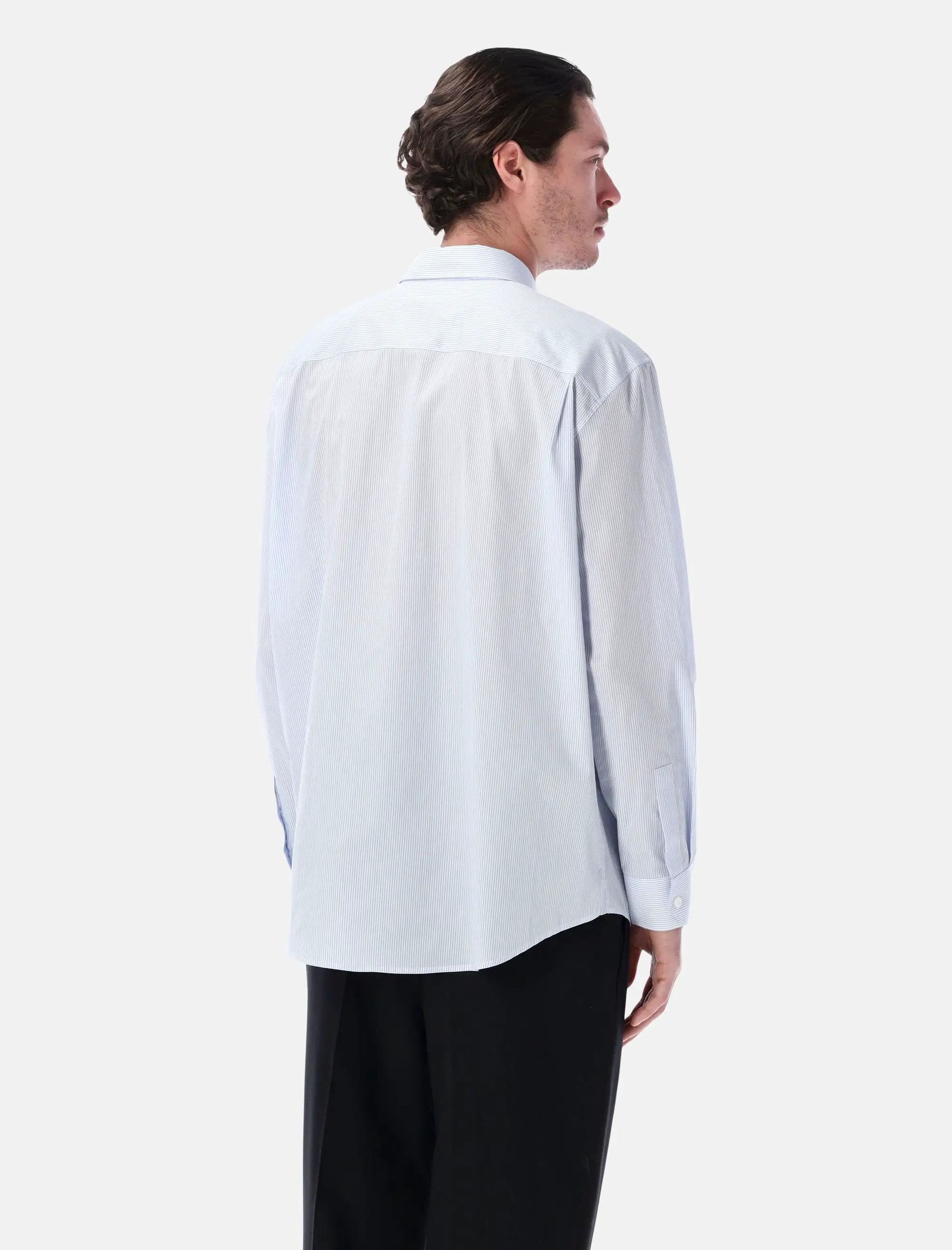 Blue Striped Cotton Poplin Cassandre Shirt Saint laurent оригінал – Купити в Україні – вид ззаду