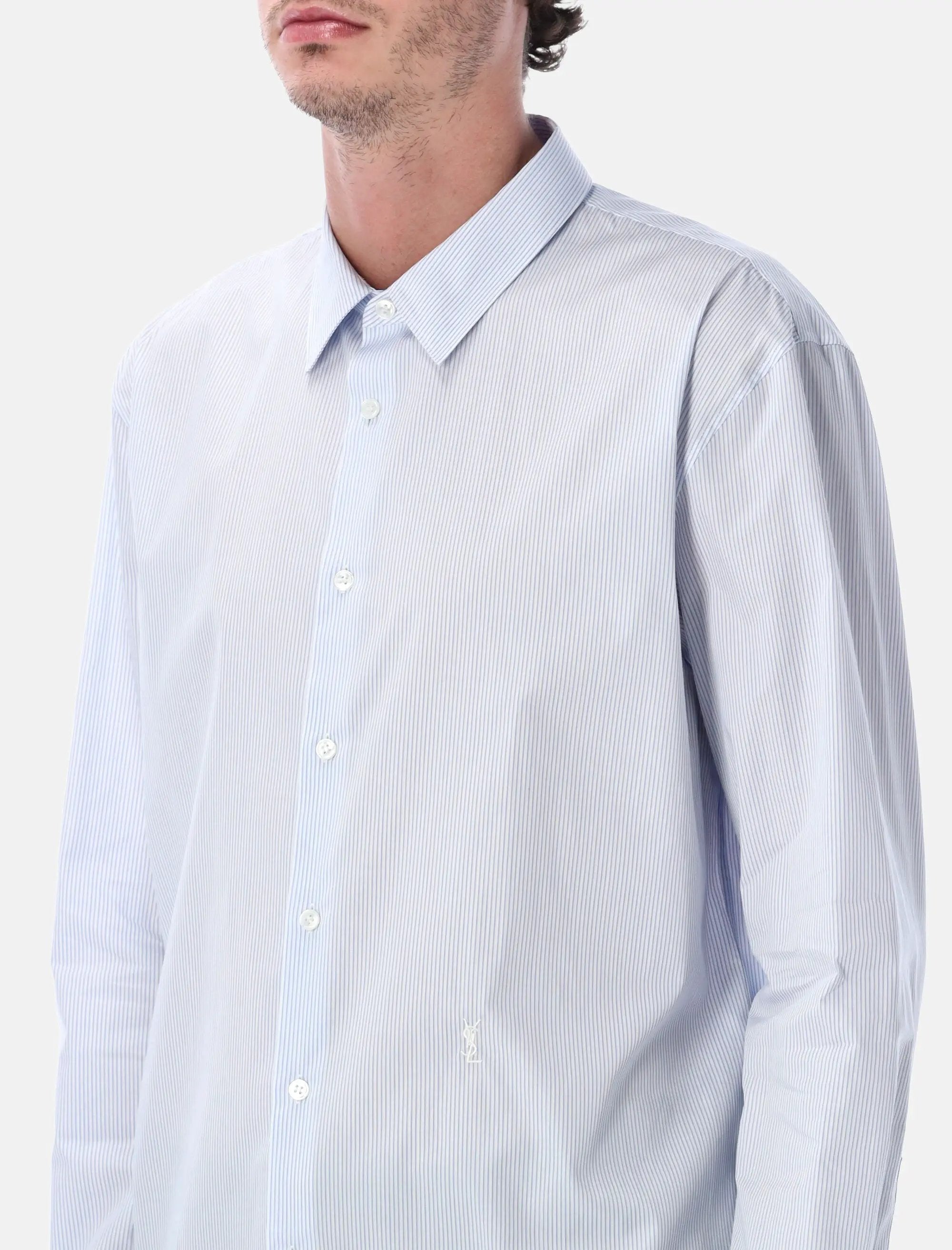 Blue Striped Cotton Poplin Cassandre Shirt Saint laurent оригінал – Купити в Україні – детальний вид