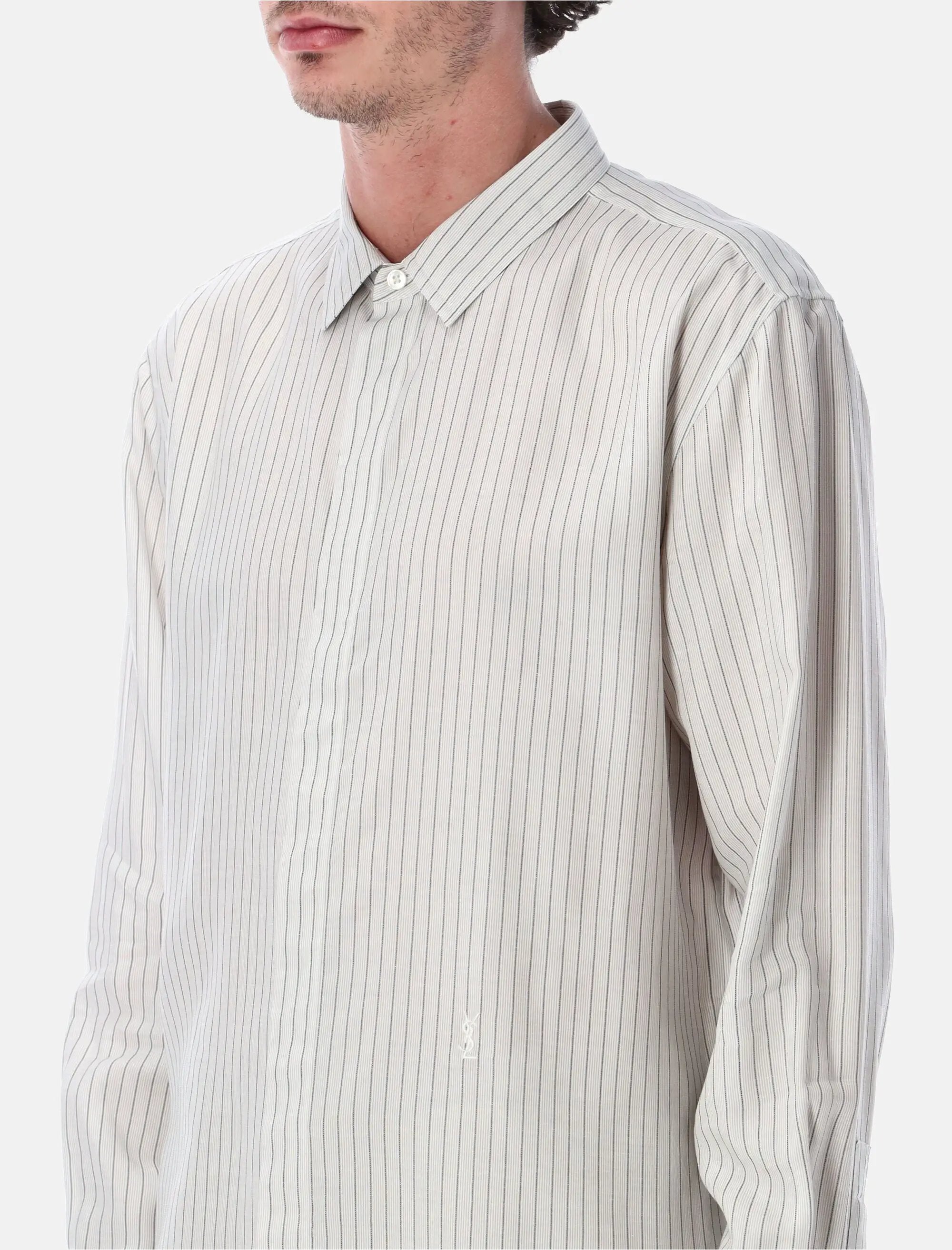 Cassandre Slim Striped Viscose Shirt Saint laurent оригінал – Купити в Україні – детальний вид