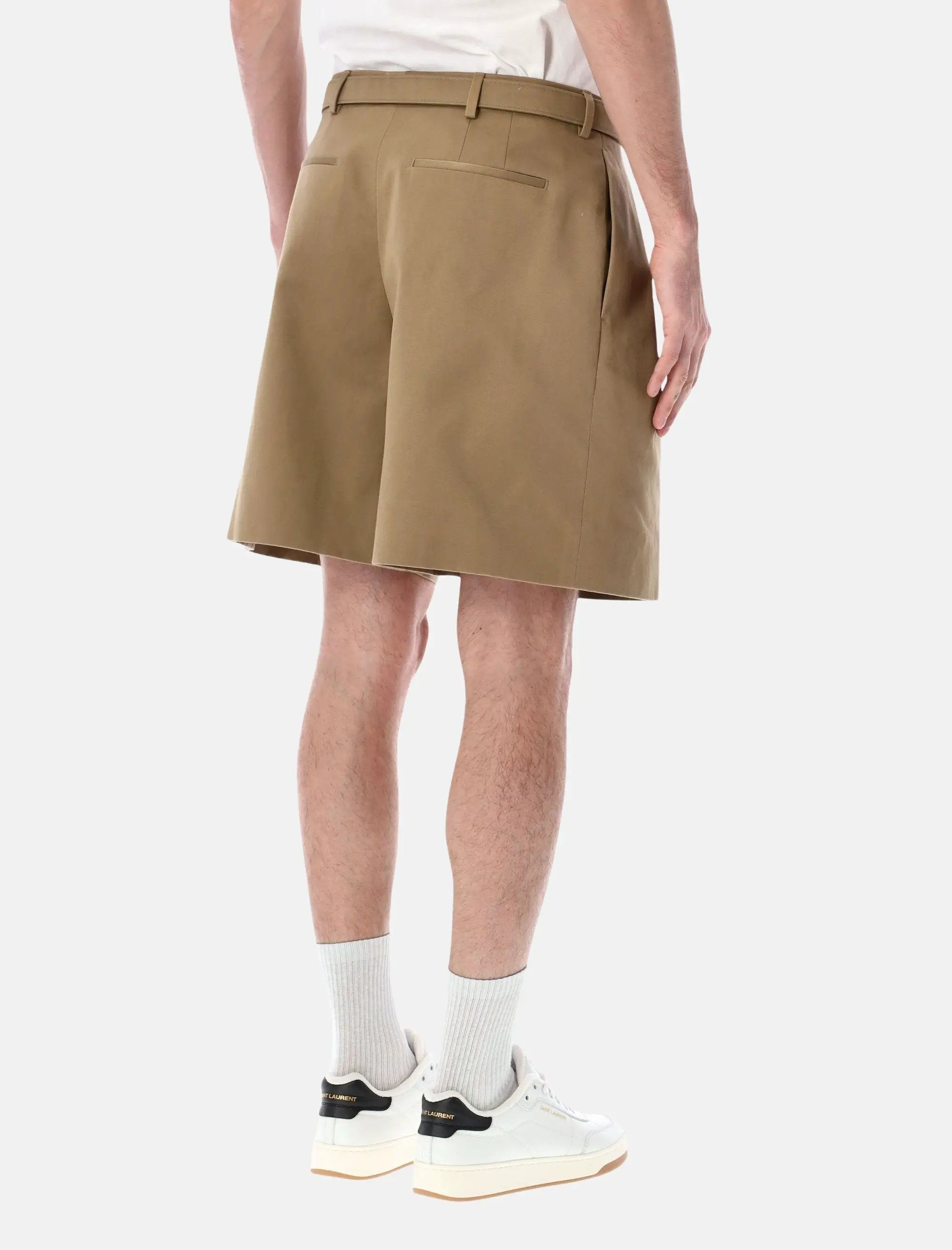 Cotton Gabardine Tailored Shorts Saint laurent оригінал – Купити в Україні – вид ззаду