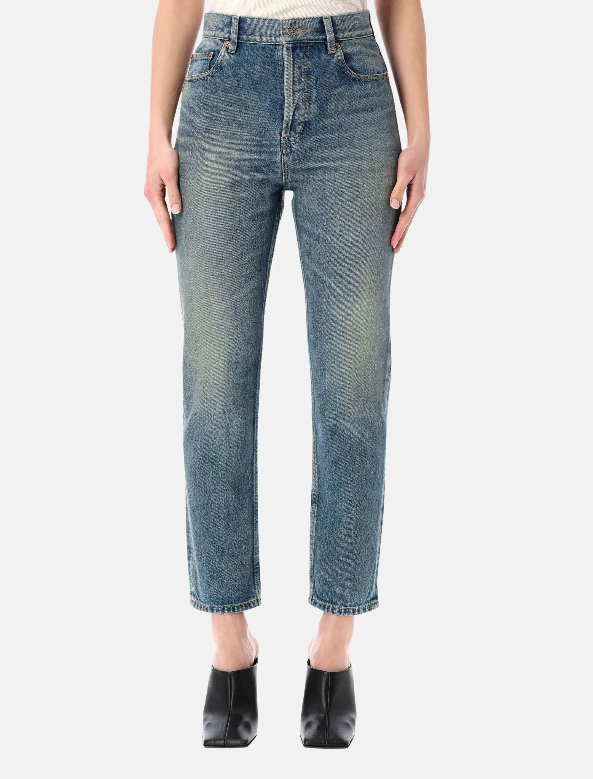 90s Blue Denim Cropped Slim Fit Jeans Saint laurent оригінал – Купити в Україні – боковий вид