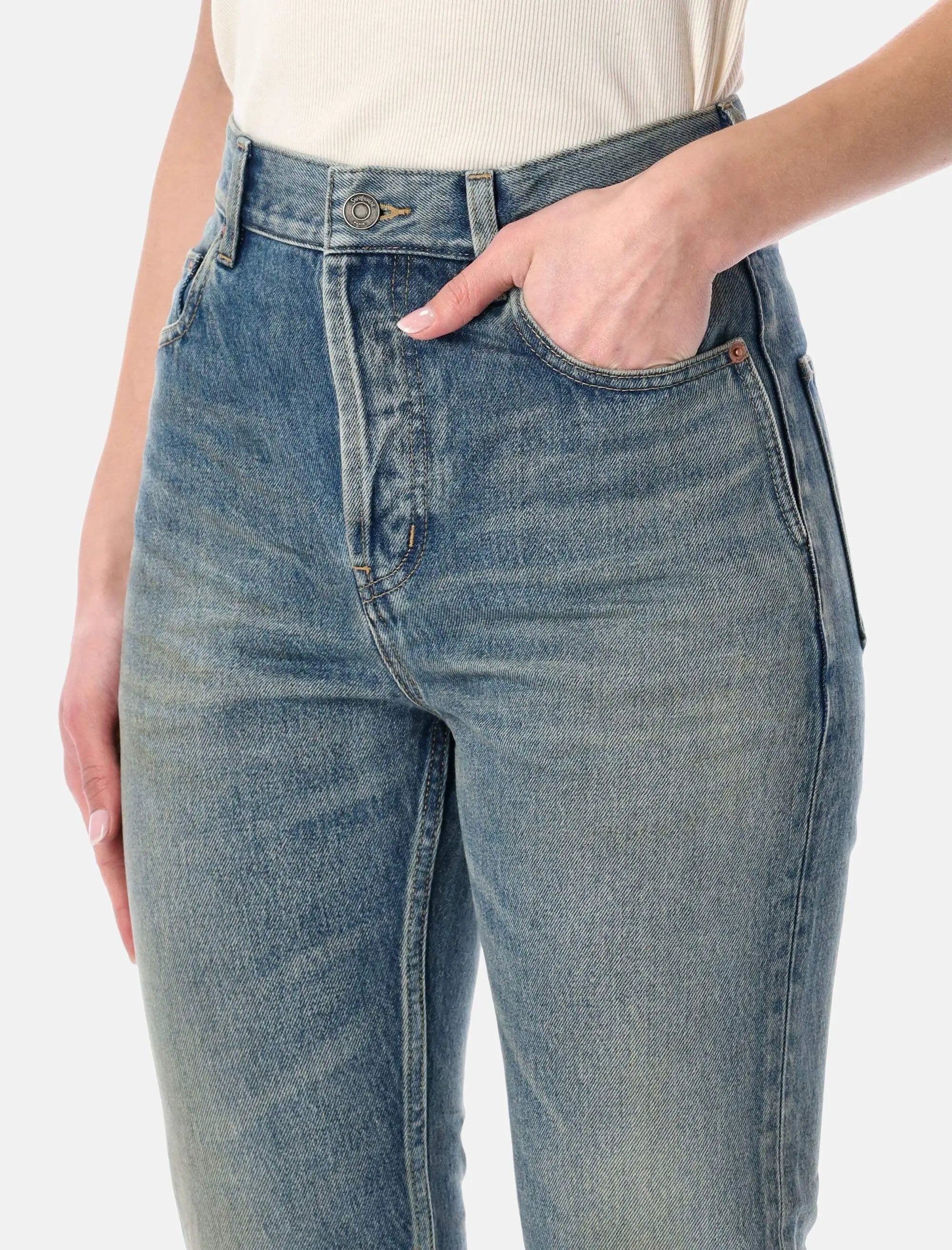 90s Blue Denim Cropped Slim Fit Jeans Saint laurent оригінал – Купити в Україні – детальний вид