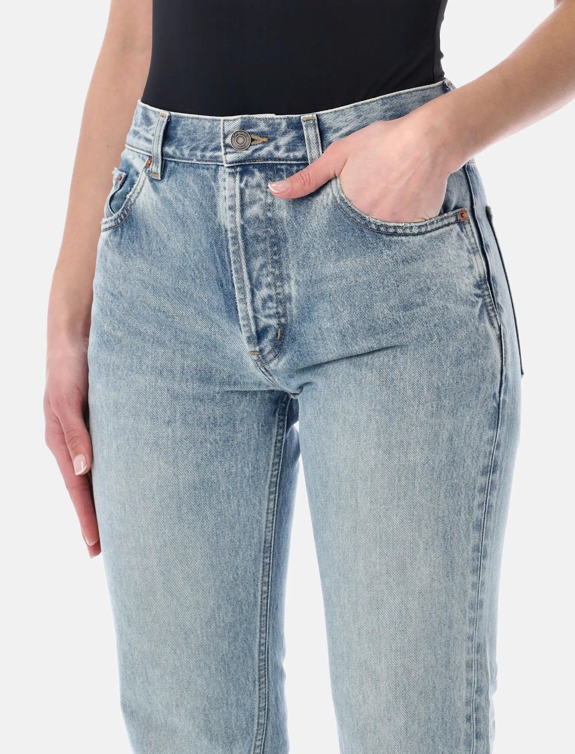 Оригінальна Straight High Rise Jeans Saint laurent – детальний вид