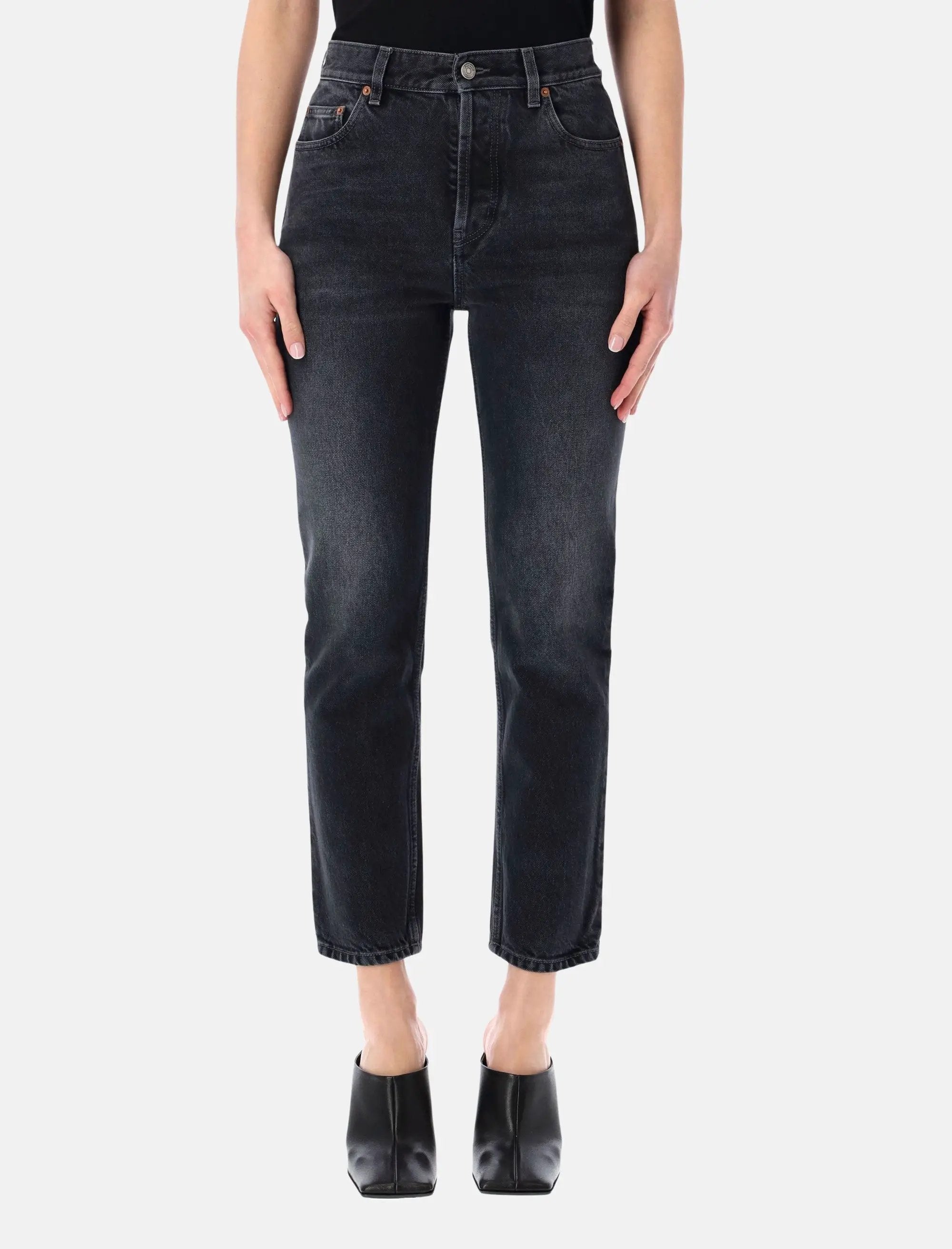 90s Black Denim Cropped Slim Fit Jeans Saint laurent – Гарантія оригінальності – боковий вид