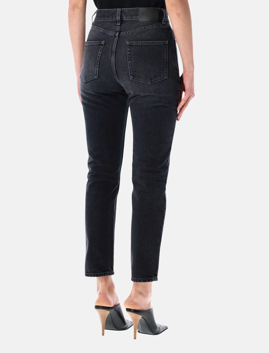 90s Black Denim Cropped Slim Fit Jeans Saint laurent – Гарантія оригінальності – вид ззаду