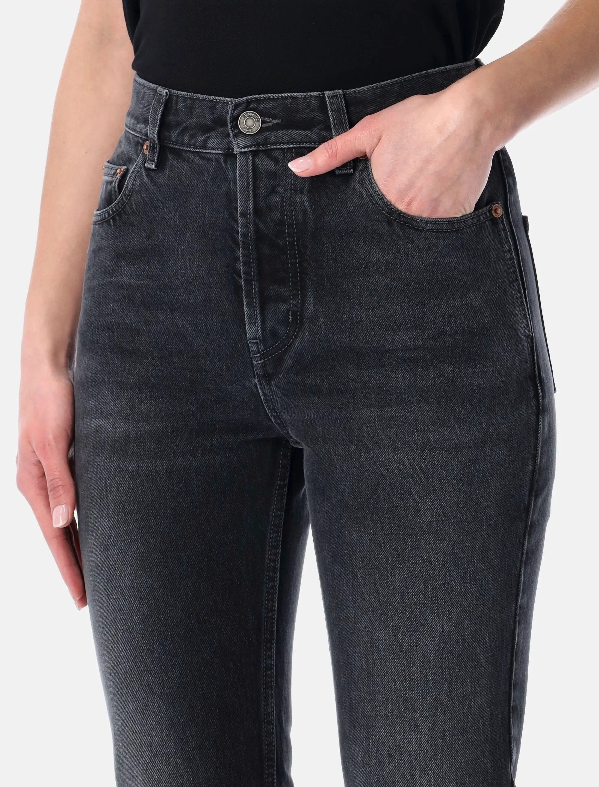 90s Black Denim Cropped Slim Fit Jeans Saint laurent – Гарантія оригінальності – детальний вид