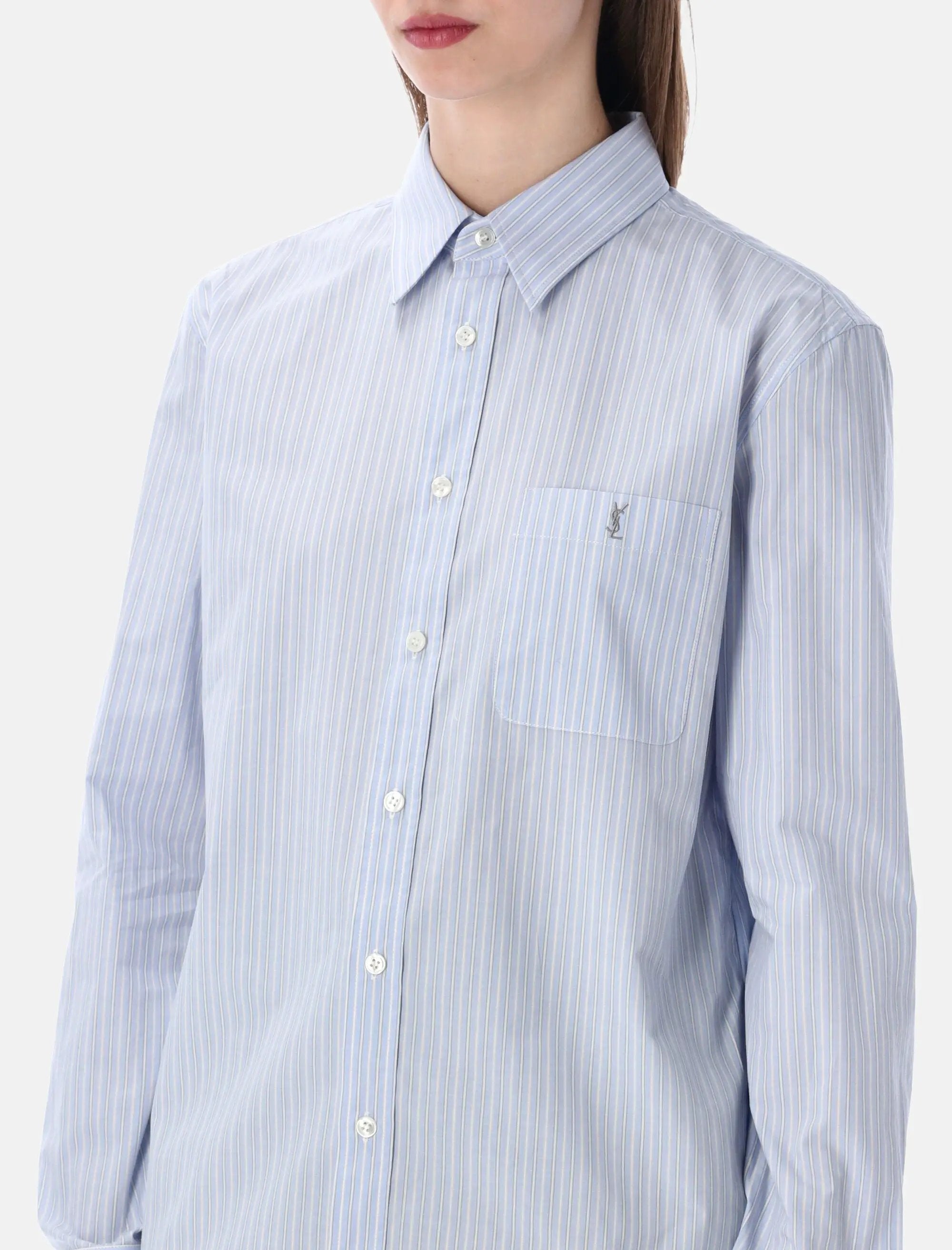 Cassandre Striped Cotton Shirt Saint laurent оригінал – Купити в Україні – детальний вид