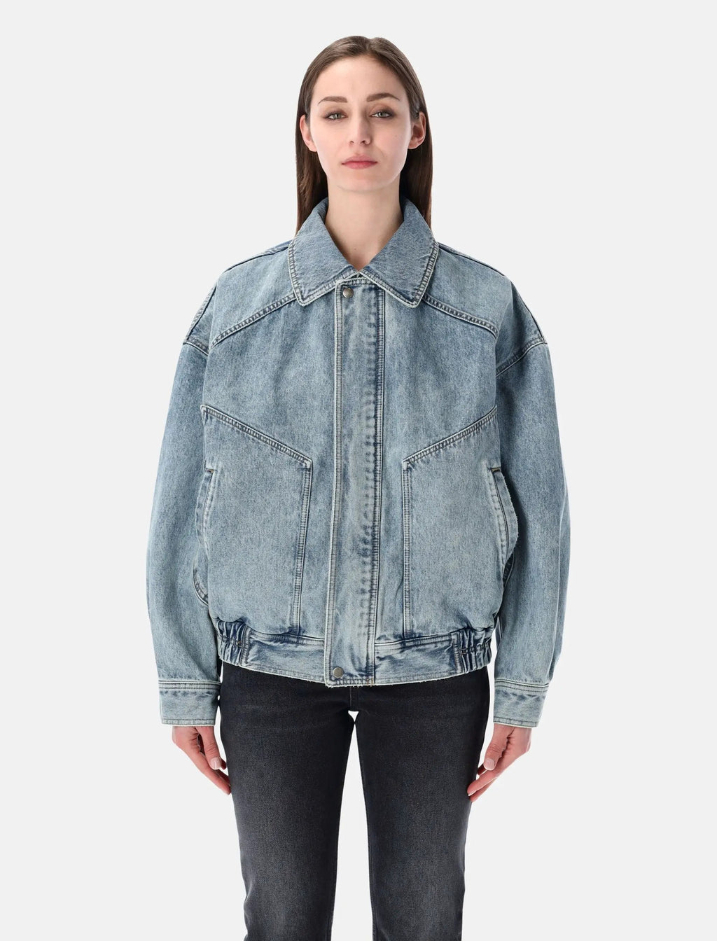 Оригінальна Oversized South Blue Denim Jacket Saint laurent – боковий вид