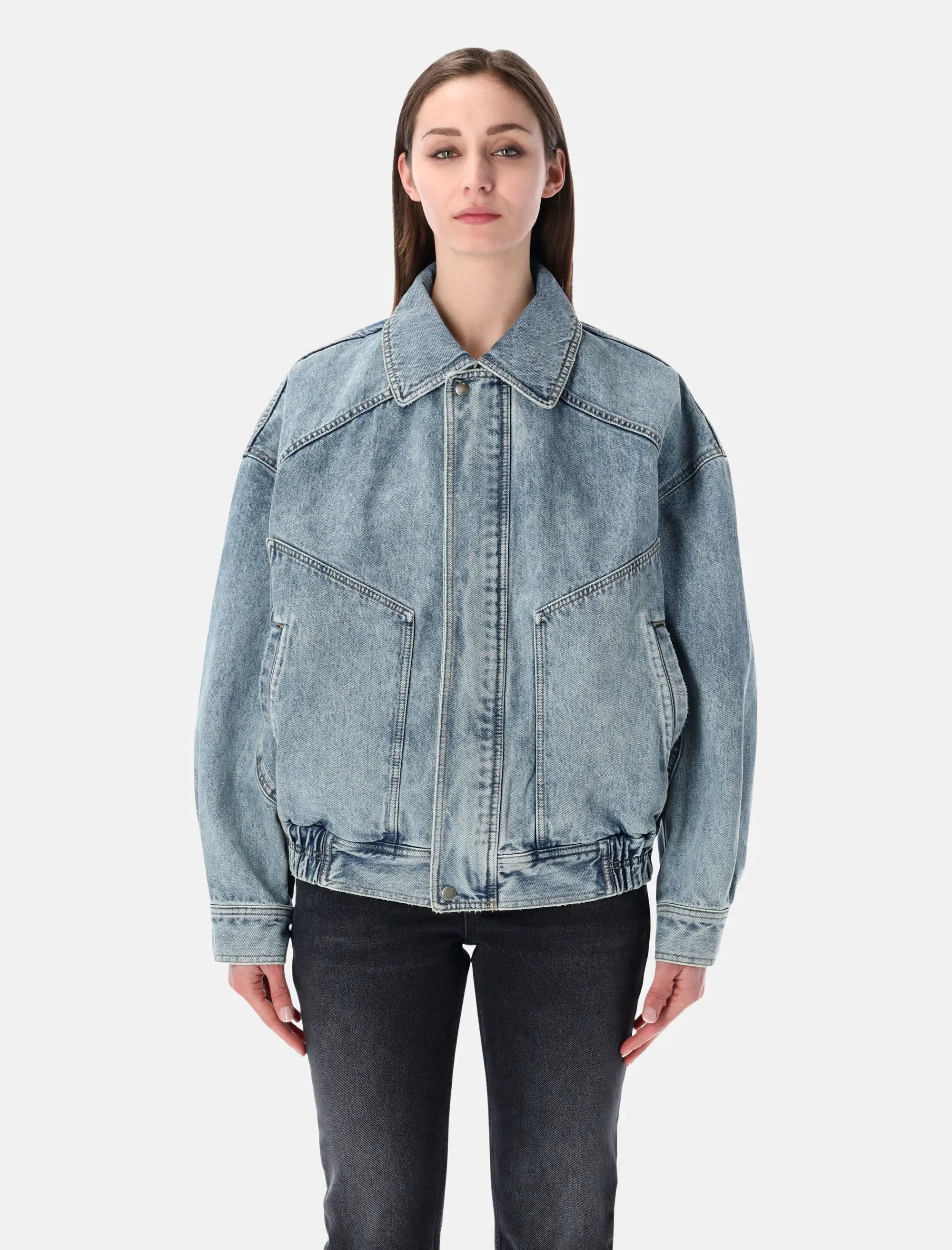 Оригінальна Oversized South Blue Denim Jacket Saint laurent – боковий вид
