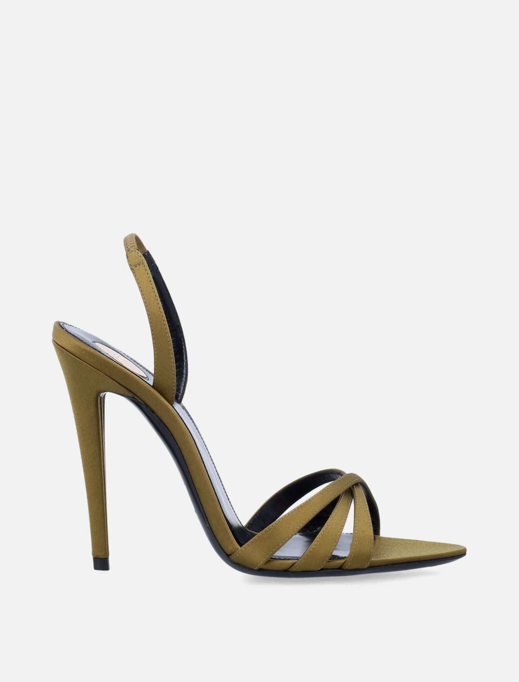 Satin Crepe Kate Sandals Saint laurent оригінал – Купити в Україні – боковий вид