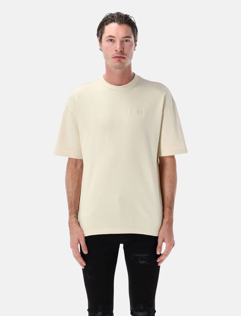 Оригінальна Oversized Cotton T Shirt With Logo Embroidery Amiri – боковий вид