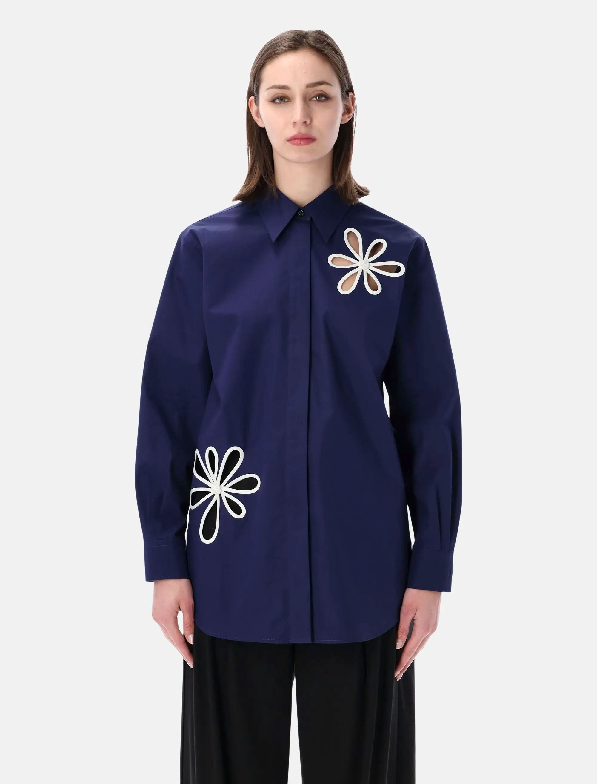 Оригінальна Poplin Floral Cut Out Detail Shirt Fendi – боковий вид